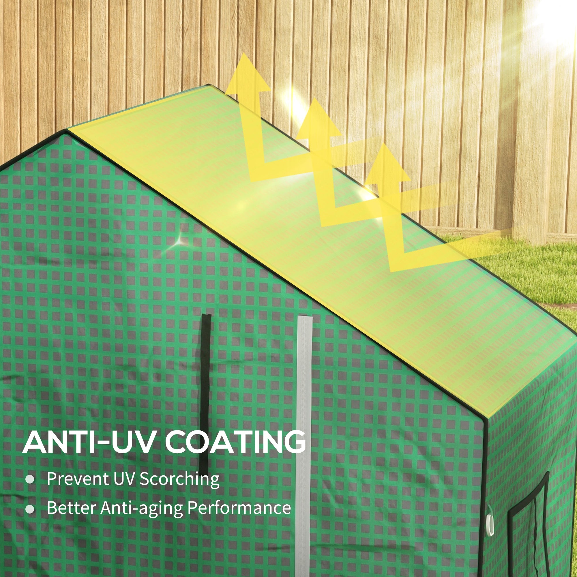 Outsunny Greenhouse Cover Replacement Walk-in PE Hot House Cover with Roll-up Door and Windows, 140 x 73 x 190cm, Green - North Peak Garden Furniture