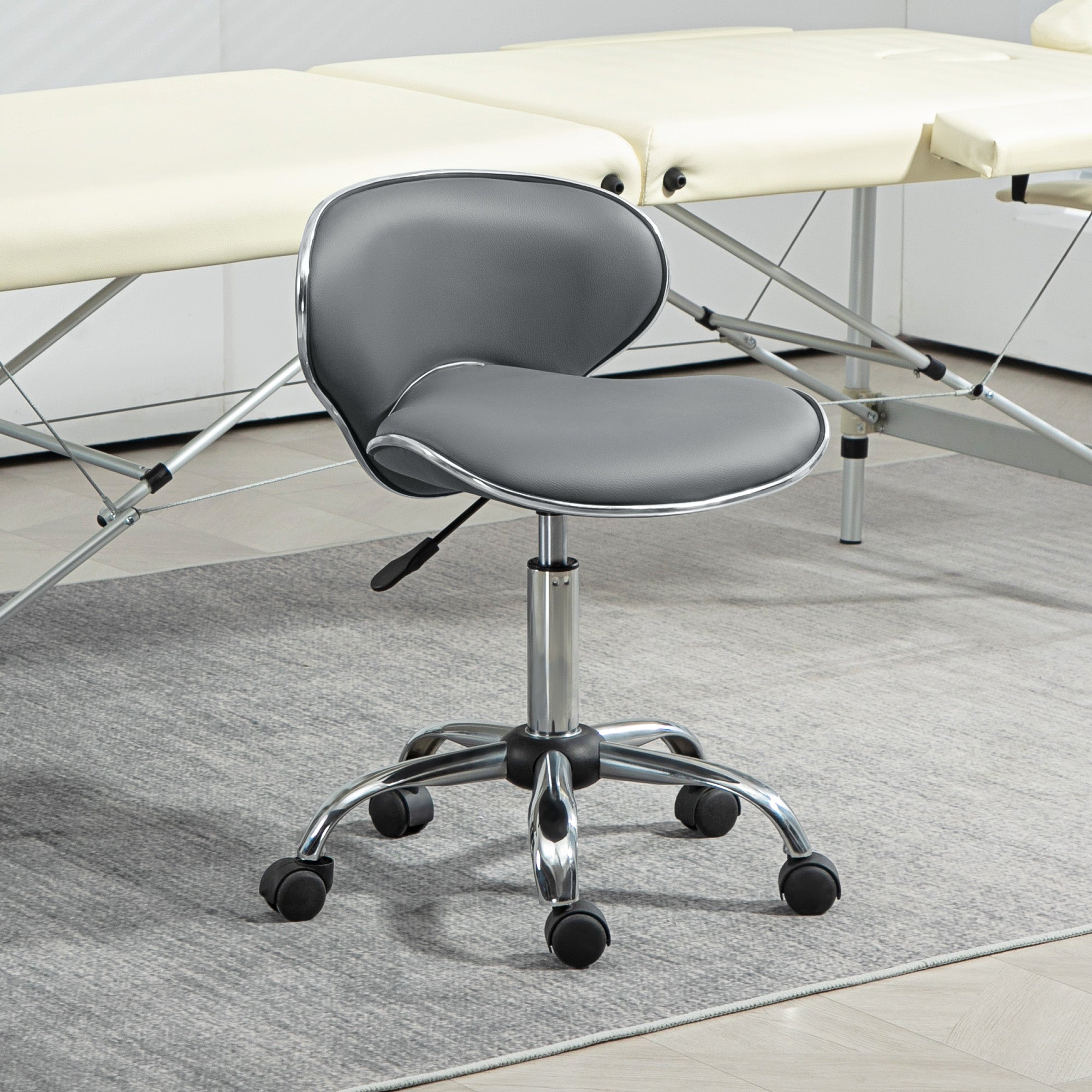HOMCOM Adjustable Rolling Swivel Beauty Salon Chair, Stool for Spa, Grey - North Peak Garden Furniture