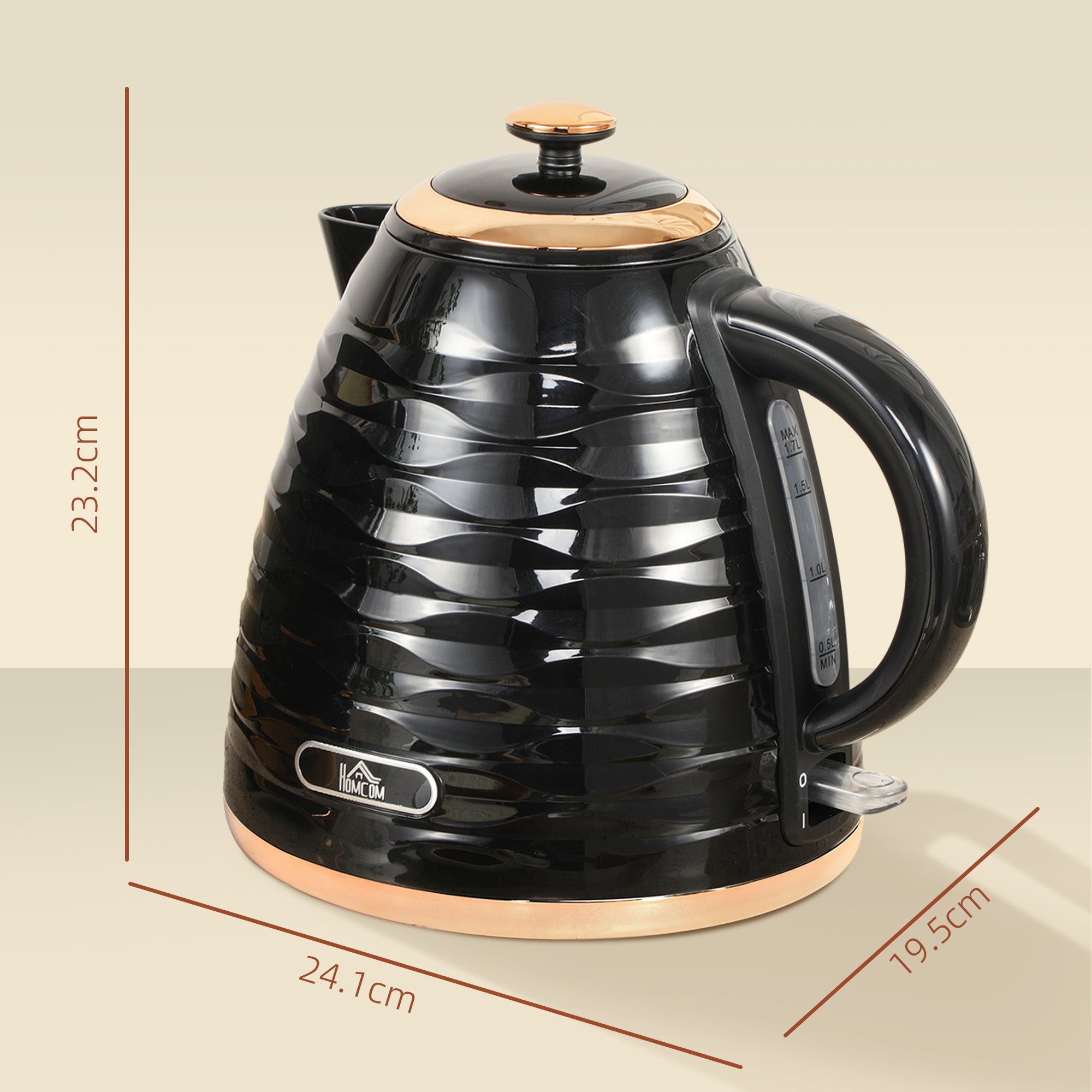 HOMCOM 3kW Rapid Boil Honeycomb Kettle - Black - North Peak Garden Furniture