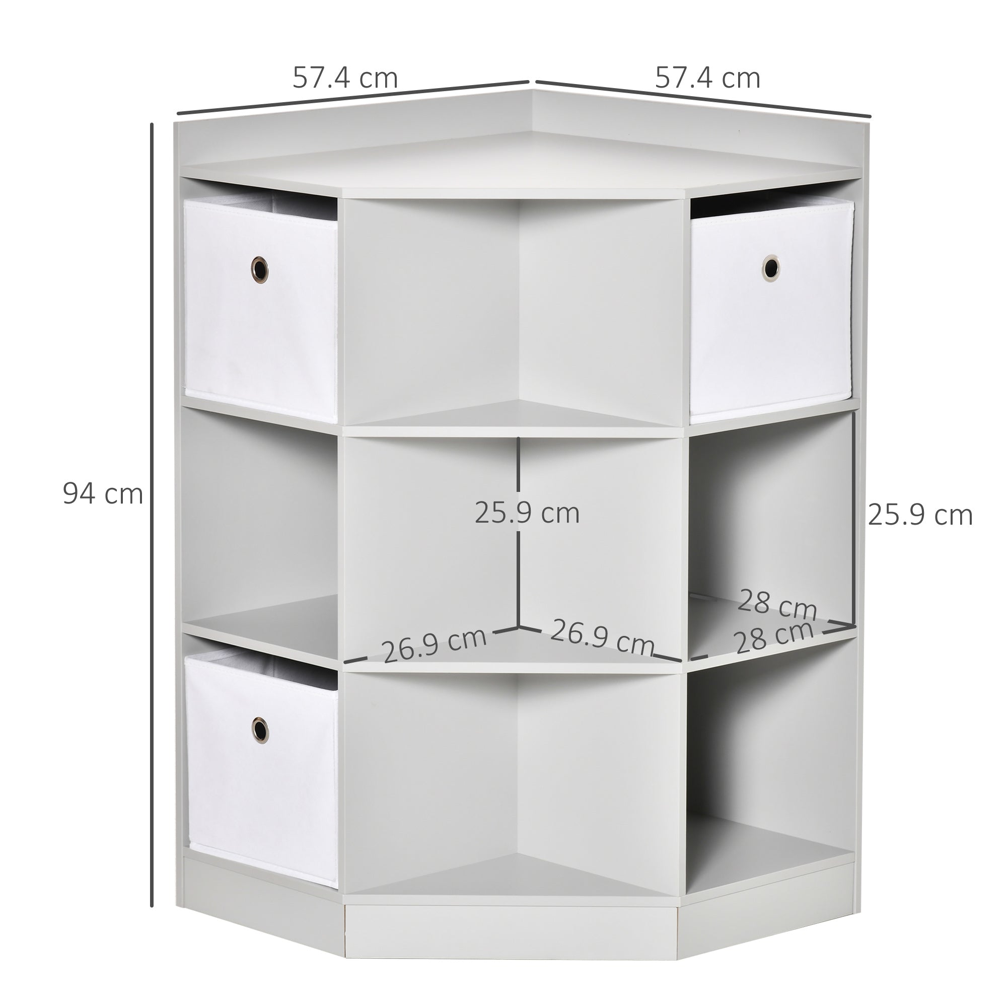 HOMCOM Kids Storage Cabinet Corner Toy Storage Organizer Children Bookcase Rack for Children's Play Room/Bedroom with Anti-tipping Hardware Drawers, Grey - North Peak Garden Furniture