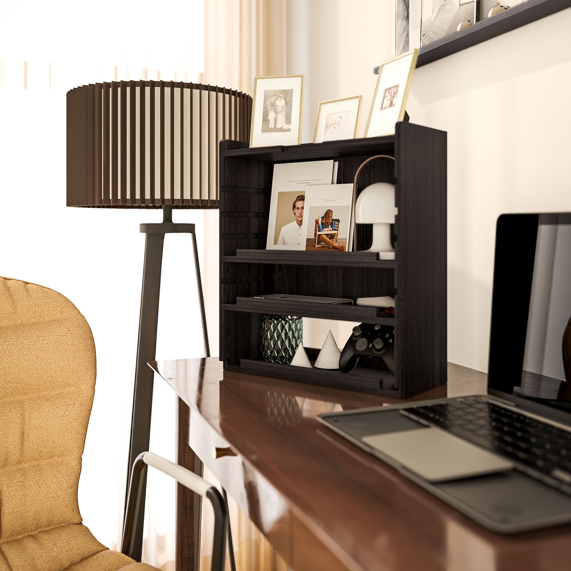 HOMCOM Four-Tier Desktop Organiser - Dark Brown - North Peak Garden Furniture