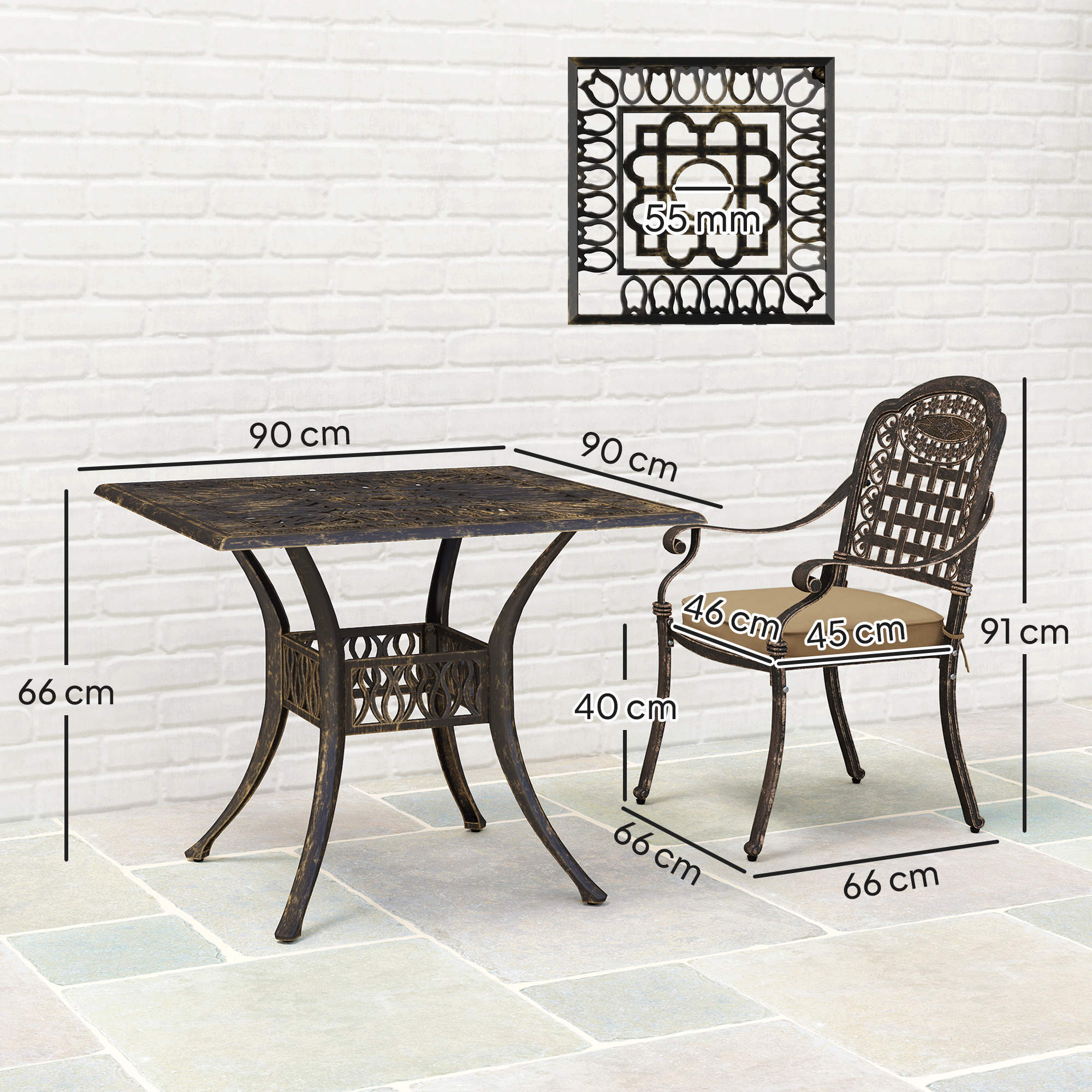 Outsunny Five-Piece Cast Aluminium Garden Dining Set - Bronze Tone - North Peak Garden Furniture