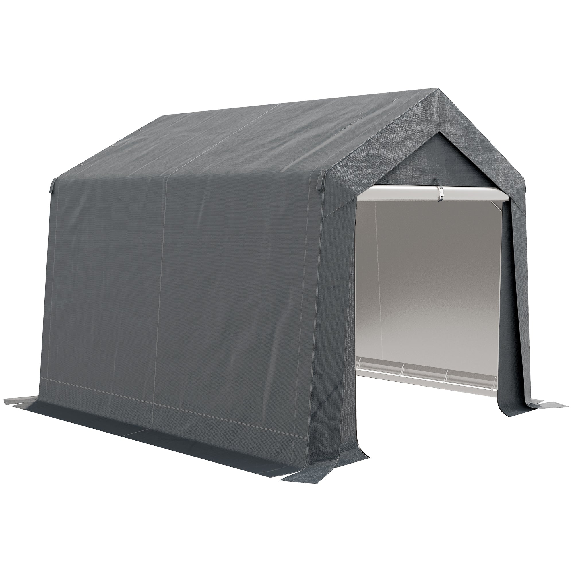 Outsunny 3.6 x 2.1m Portable Outdoor Shed, with Window - Dark Grey - North Peak Garden Furniture