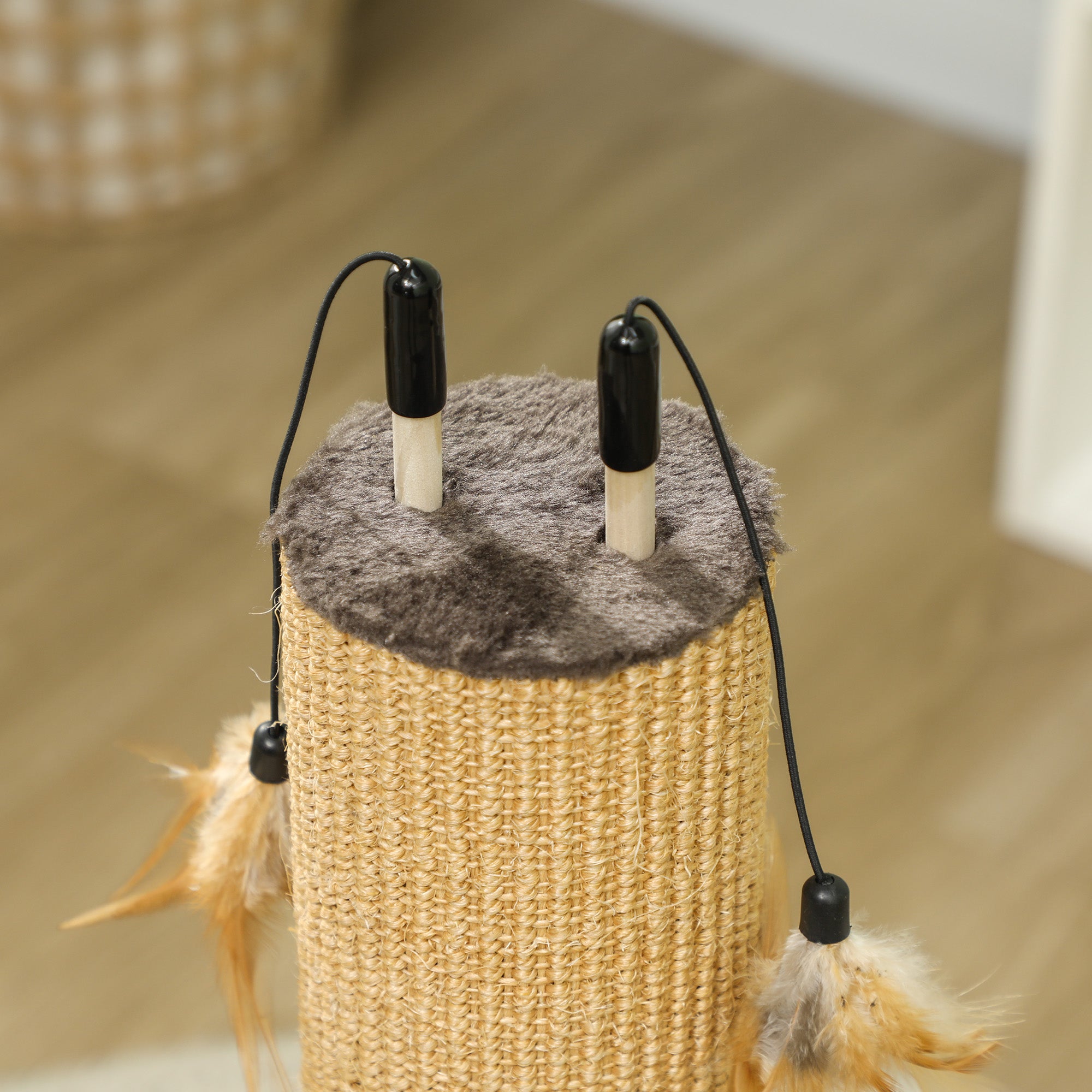 PawHut 78cm Tall 2 in 1 Cat Scratching Post with 3 Toy Feathers, Brown - North Peak Garden Furniture
