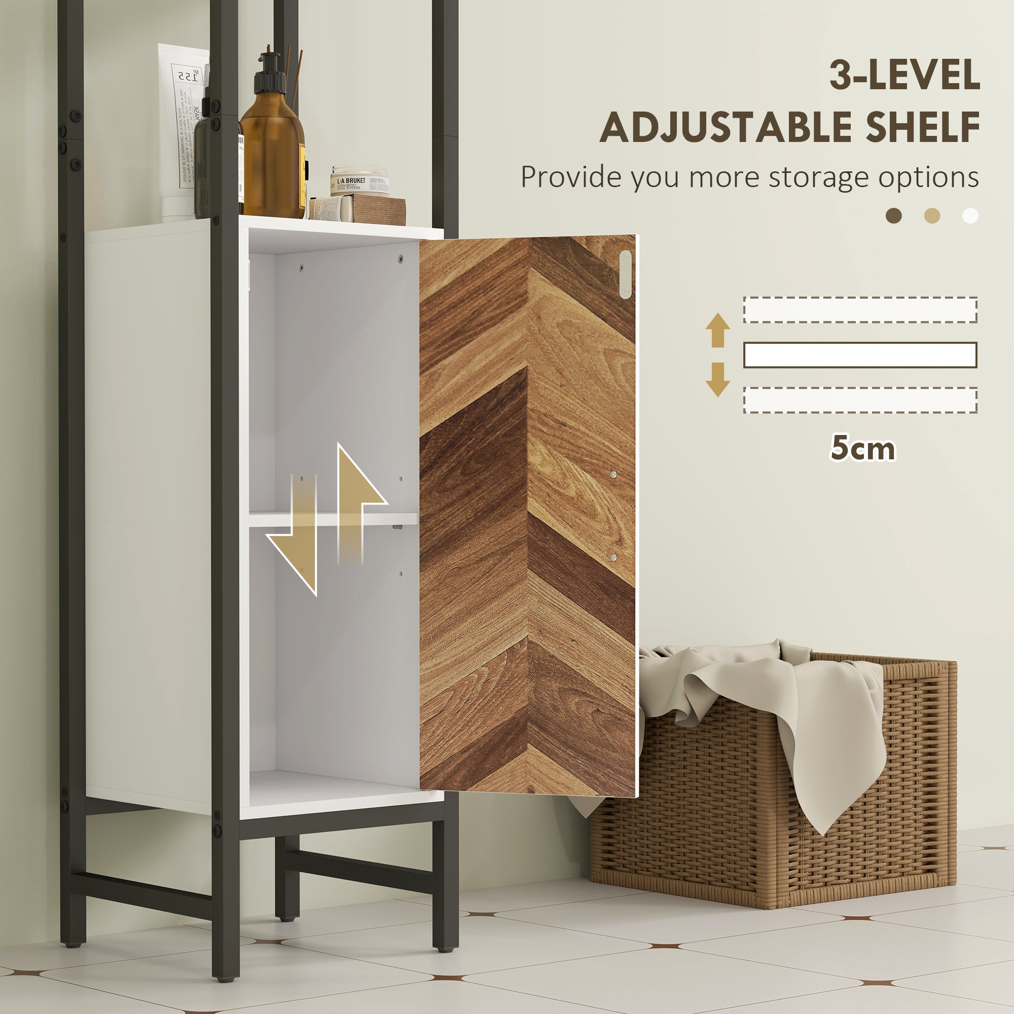 HOMCOM Tall Bathroom Cabinet with 3 Shelves, Slim Storage Cabinet with Adjustable Shelf, Narrow Tallboy Cupboard, Bathroom Storage Unit for Kitchen, Living Room, Hallway, 30 x 30 x 170 cm - North Peak Garden Furniture