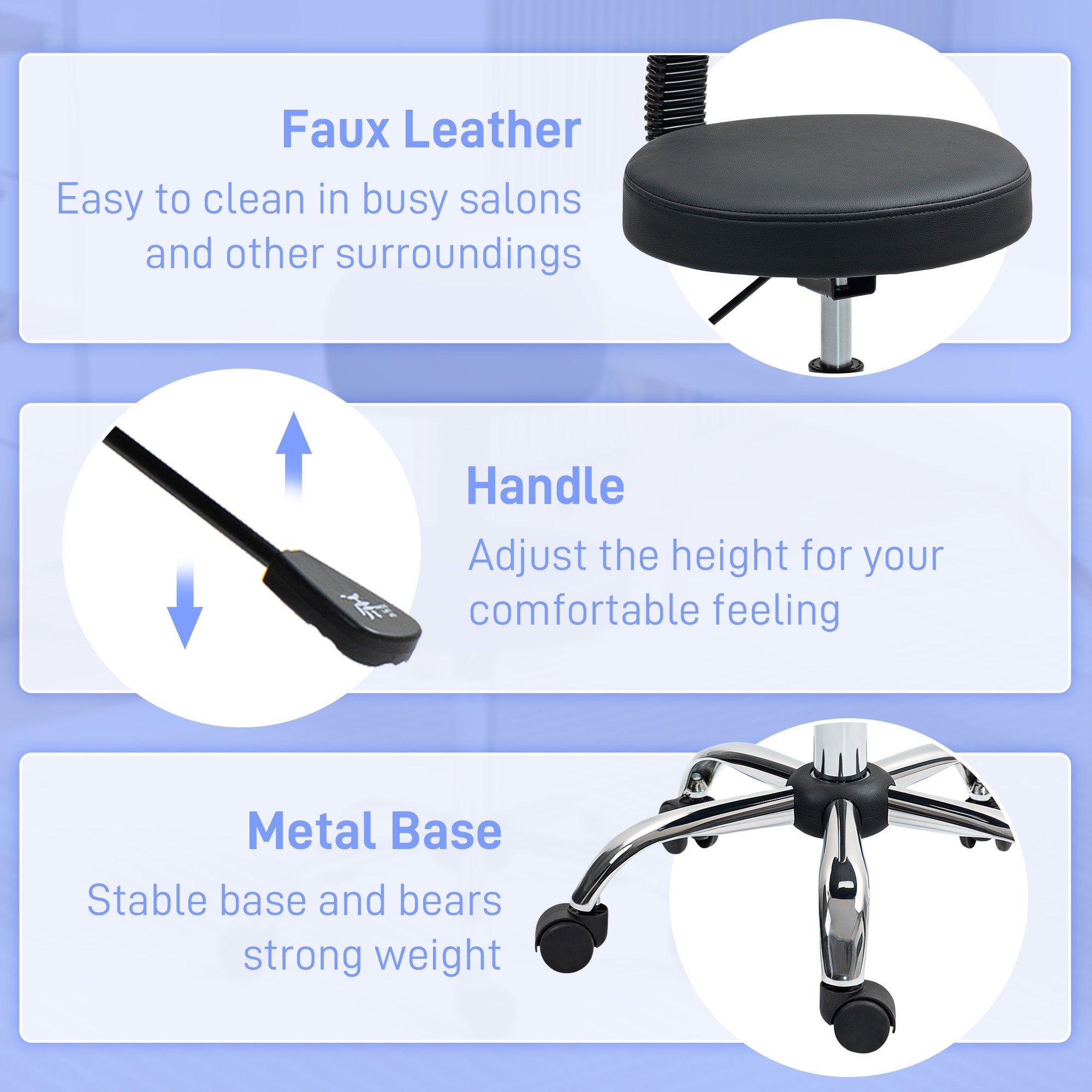 HOMCOM 360° Swivel Seat Salon Stool - Black - North Peak Garden Furniture