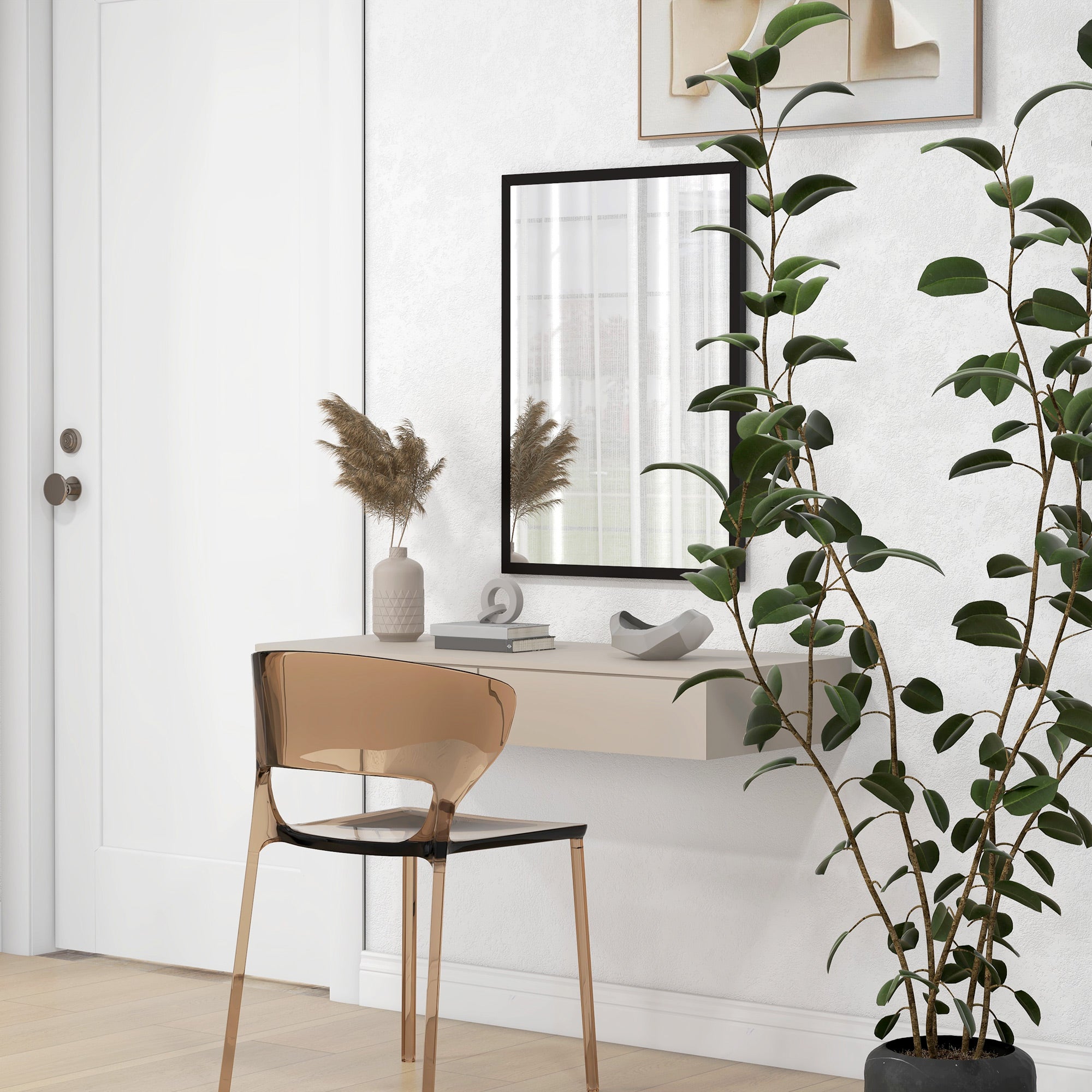 HOMCOM Wall Bathroom Mirror, 70 x 50 cm Wall-Mounted Mirror for Living Room, Bedroom, Hallway, Black - North Peak Garden Furniture