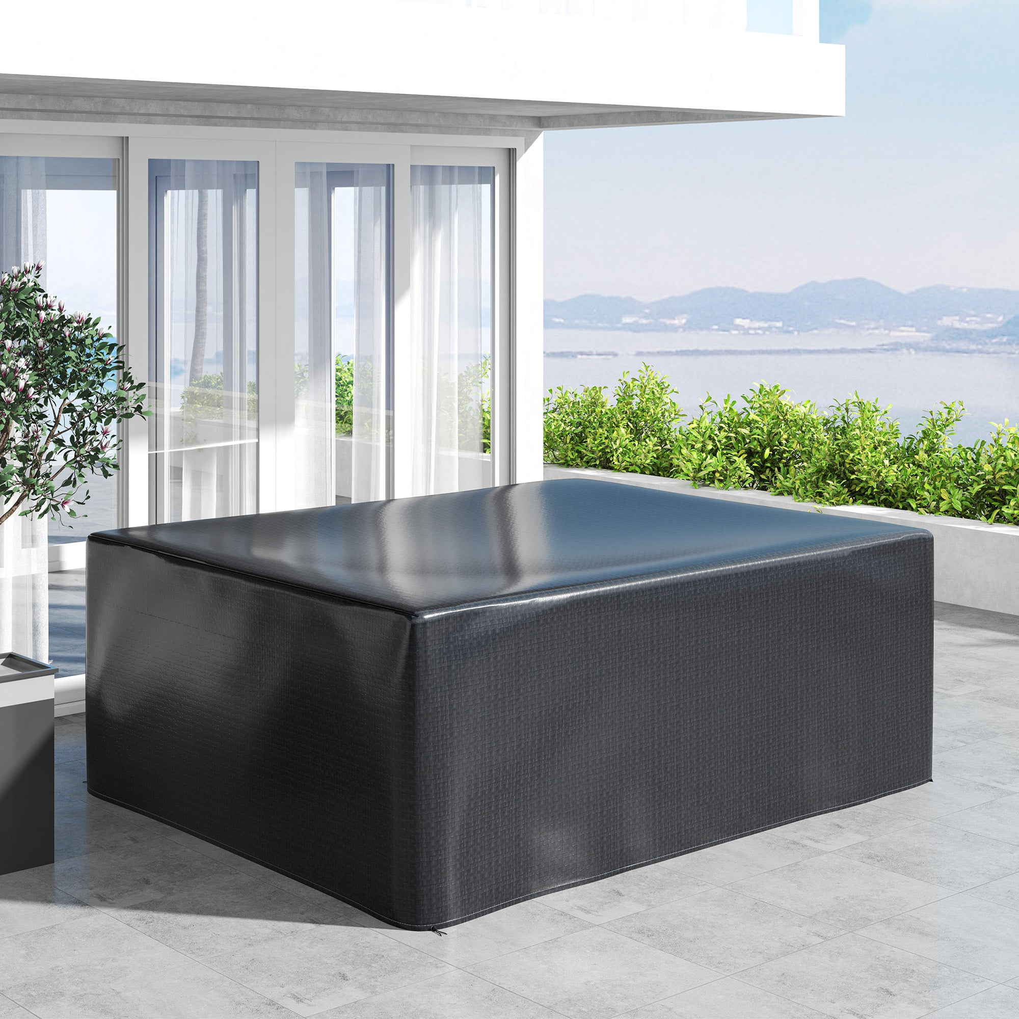 Outsunny Garden Furniture Cover, Waterproof Anti-UV Large Protective Patio Set Covers, 235 x 190 x 90cm, Black - North Peak Garden Furniture