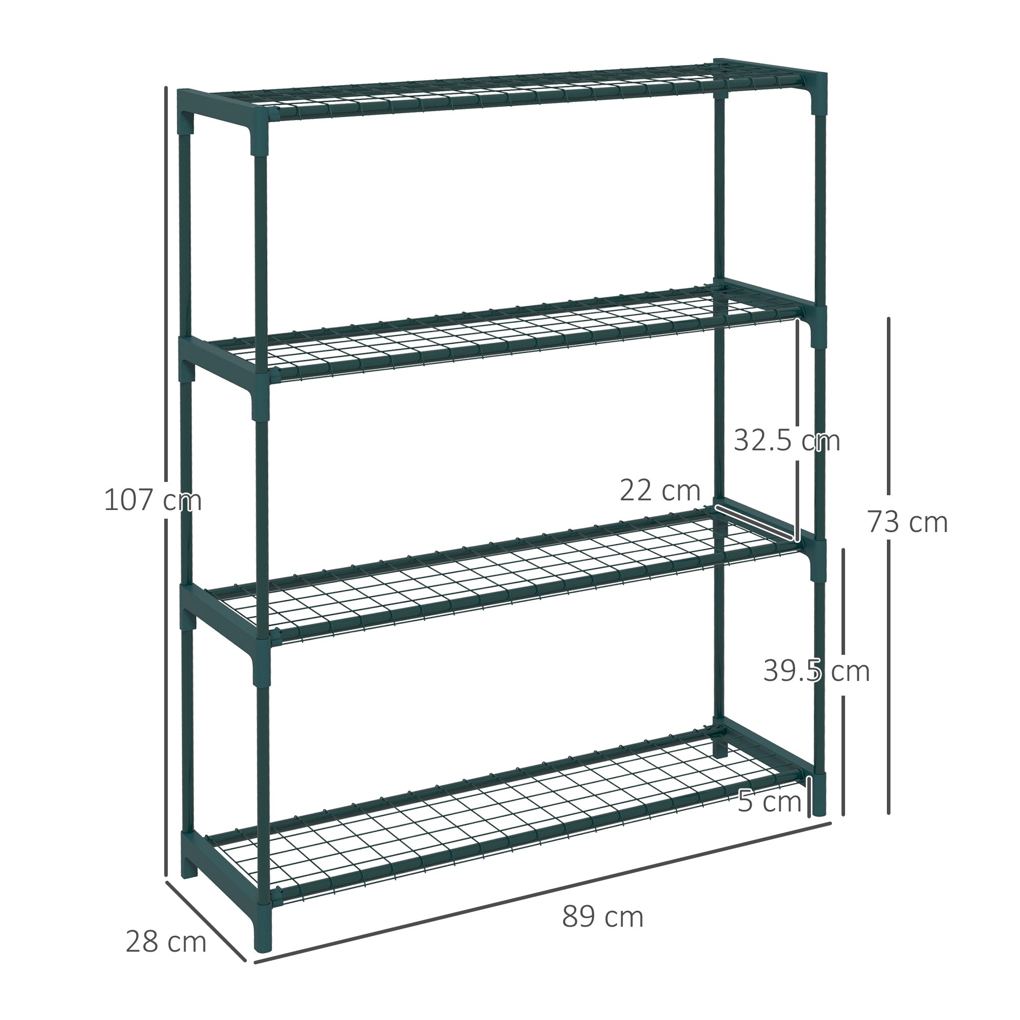 Outsunny Four-Tier Steel Plant Shelf - Black