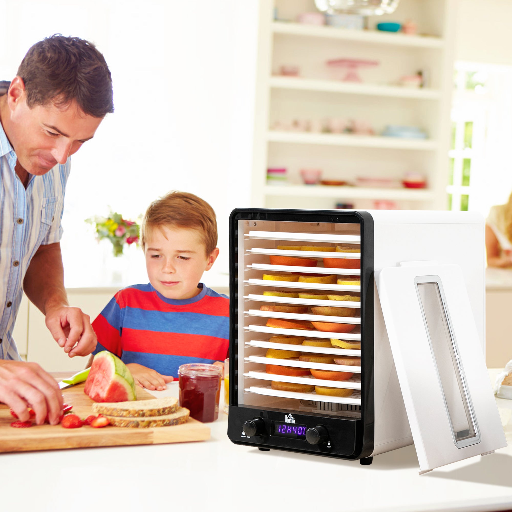HOMCOM 11-Tray Food Dehydrator, 40-70℃ Temperature and Timer - North Peak Garden Furniture