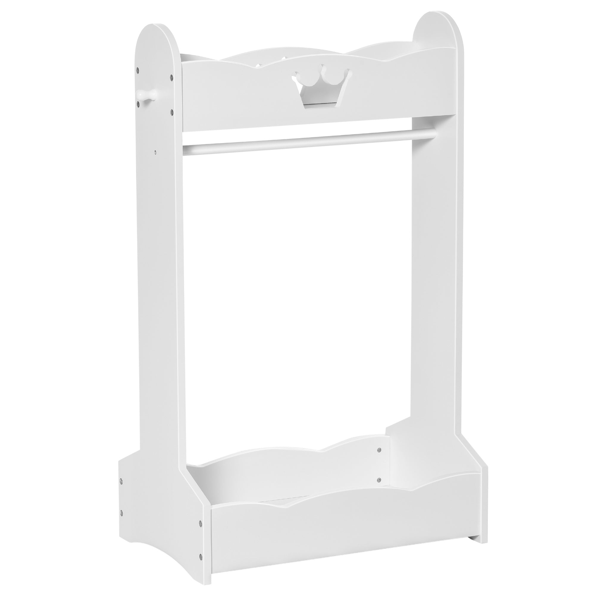 HOMCOM Kids Clothes Rail Wooden Hanging Rack with Storage Shelves Children Garment Freestanding Wardrobe for 3-8 Years Toddler, White - North Peak Garden Furniture