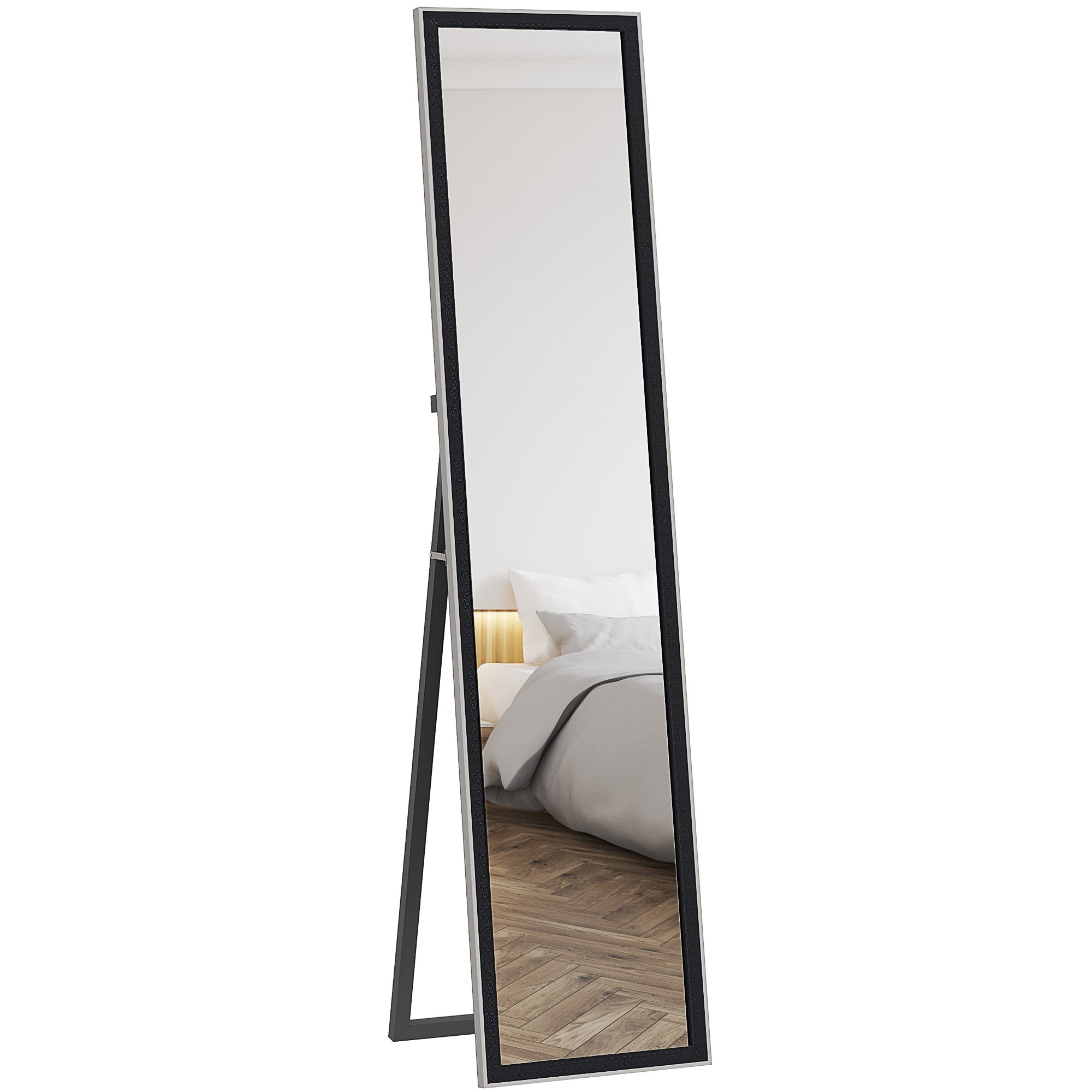 HOMCOM Glitter Frame Full-Length Mirror - Black - North Peak Garden Furniture