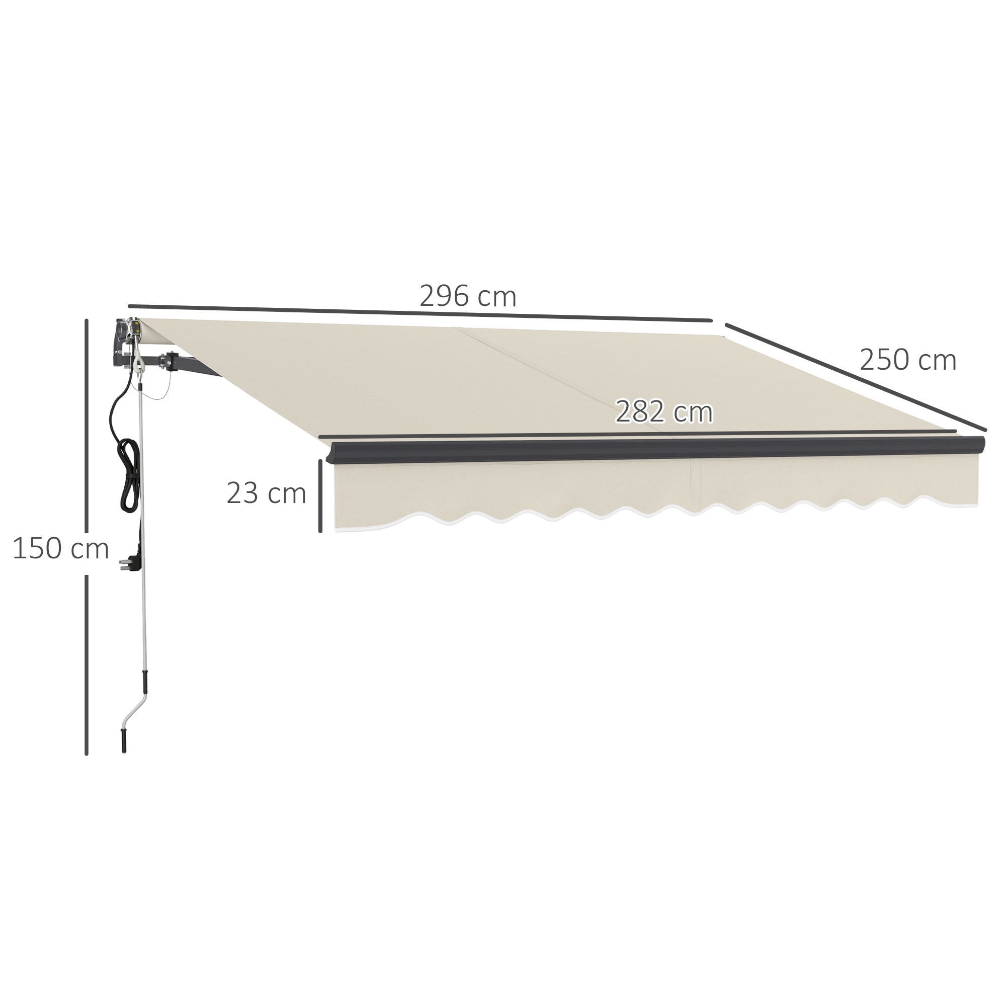 Outsunny 2.5 x 3m Electric/Manual Awning, with Remote - Beige - North Peak Garden Furniture