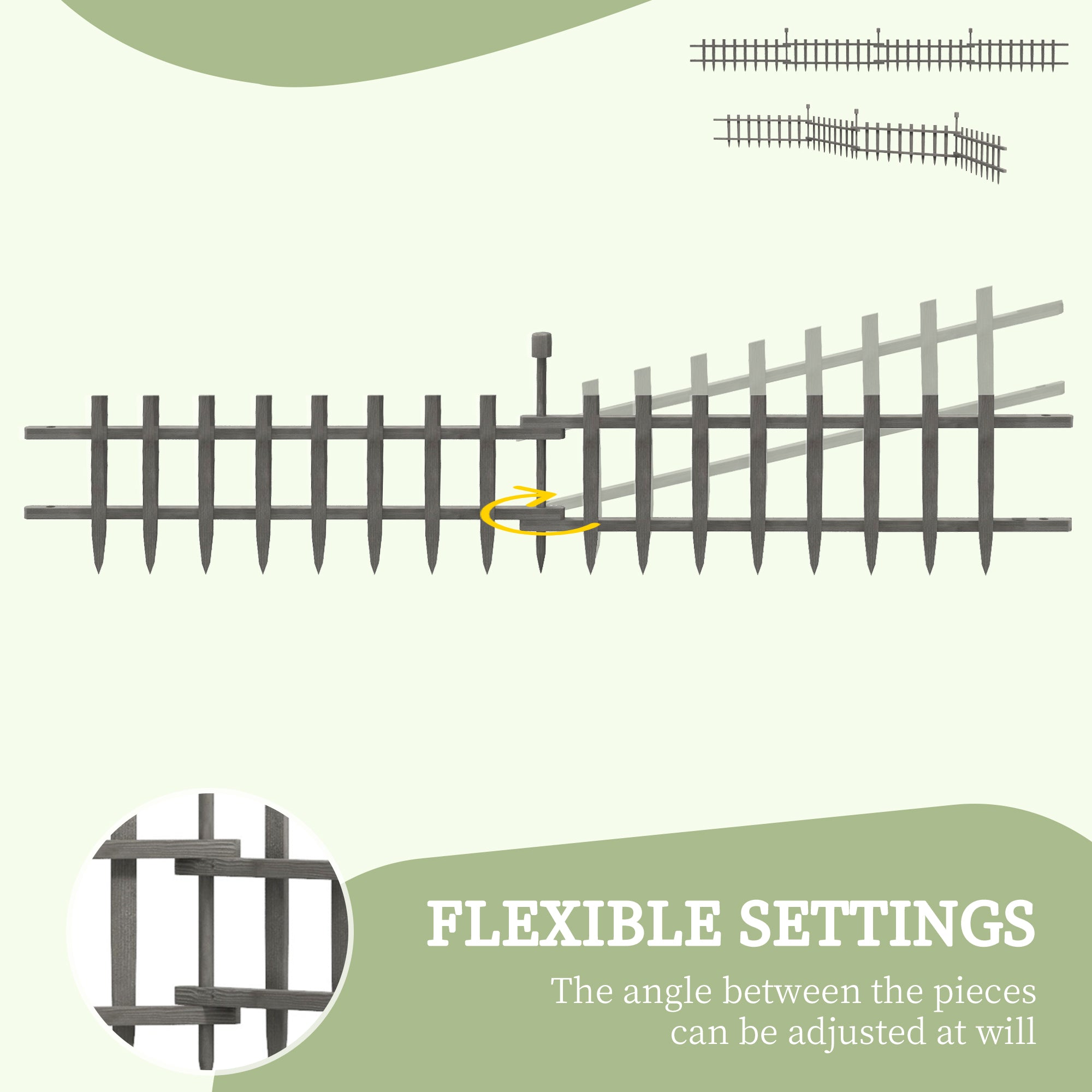 Outsunny 4PCs Wooden Garden Fencing Landscape Edging, Grey - North Peak Garden Furniture