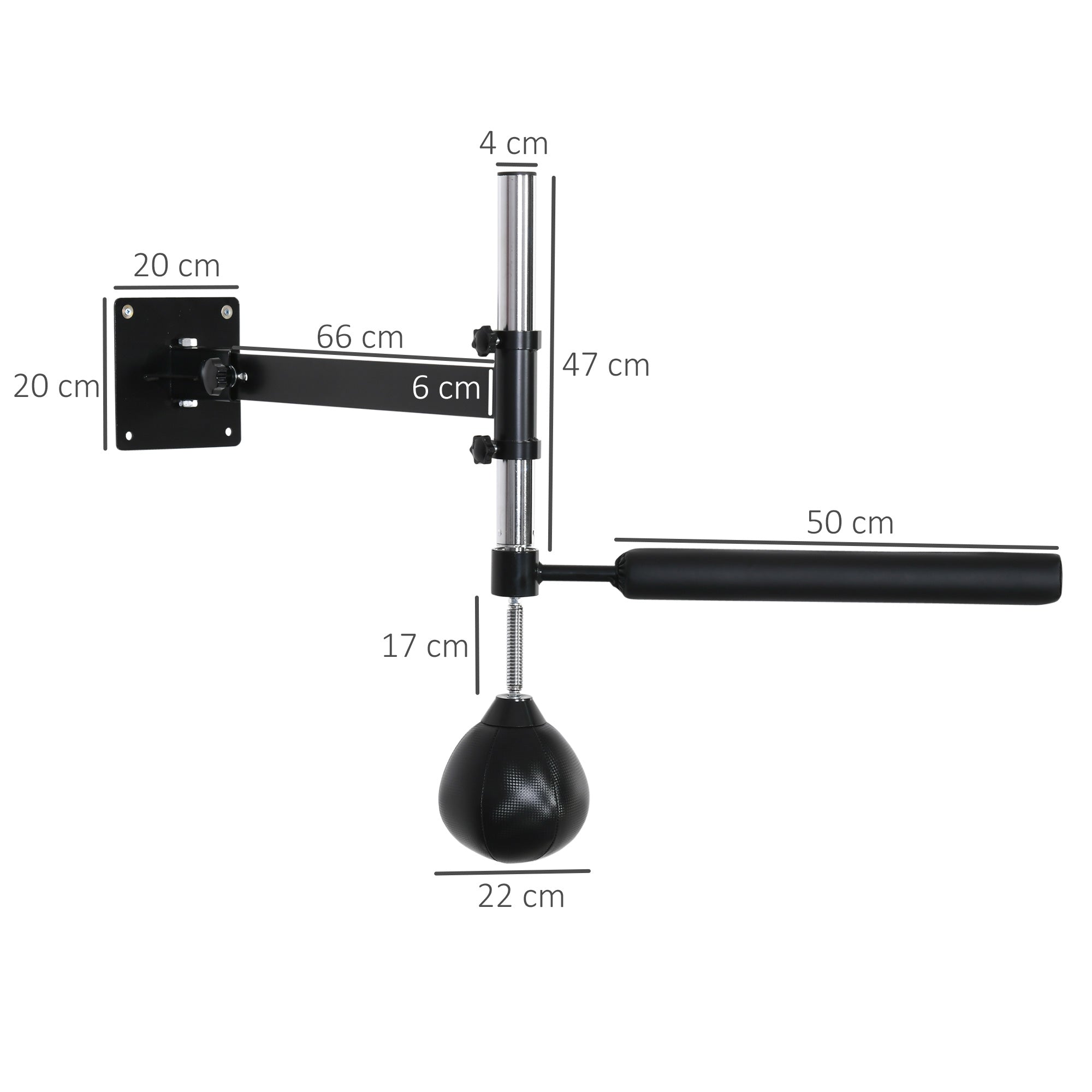 HOMCOM Wall Mount Fast-Reflexes Speed Bag Boxing, Height Adjustable Punching Bag, MMA, Martial Arts and Boxing Equipment for Training at Home - North Peak Garden Furniture