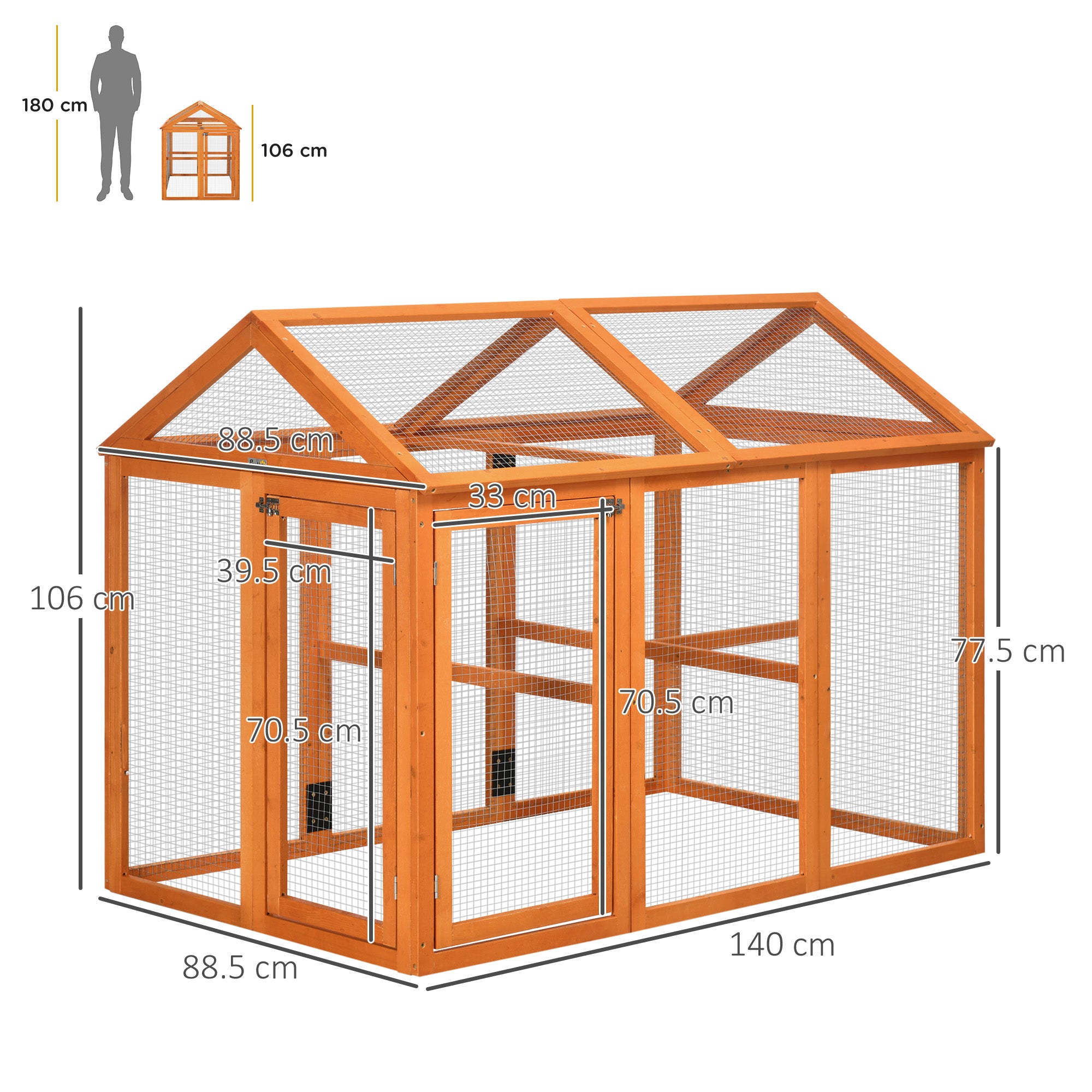 PawHut Large Chicken Run, Wooden Chicken coop, with Combinable Design - Wood Effect - North Peak Garden Furniture