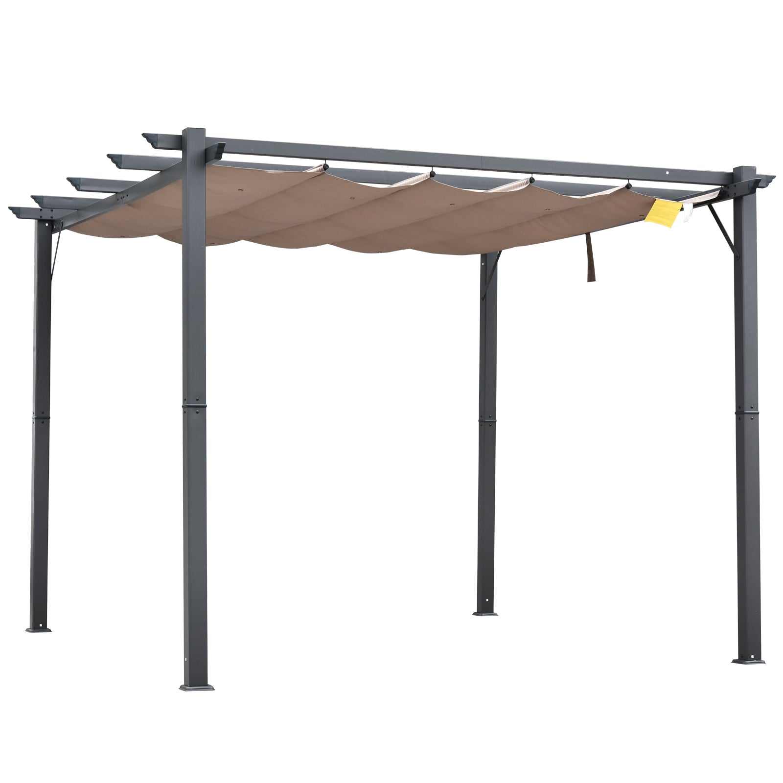 Outsunny 3 x 3(m) Aluminium Pergola Canopy Gazebo Awning Outdoor Garden Sun Shade Shelter Marquee Party BBQ, Brown - North Peak Garden Furniture
