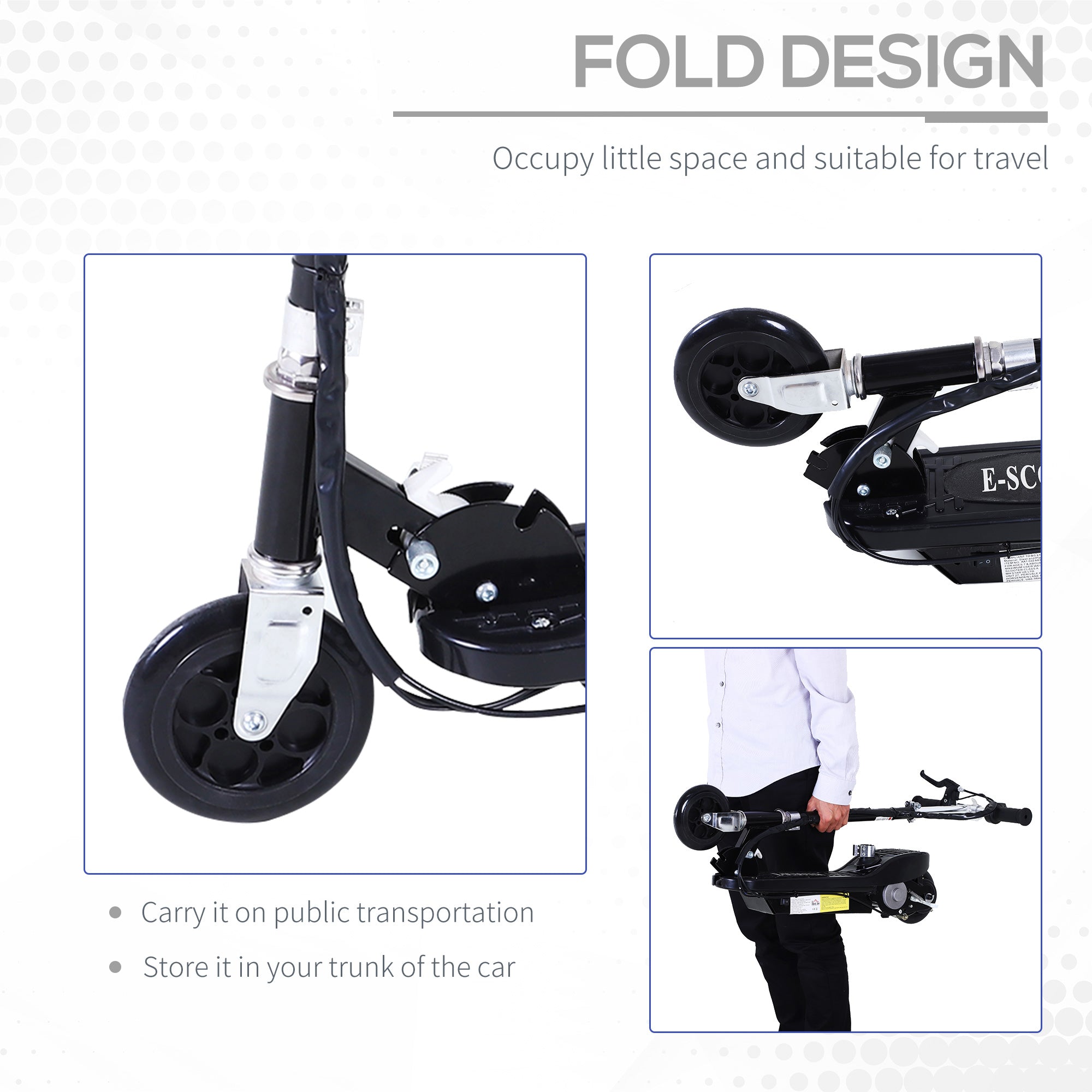 HOMCOM Outdoor Ride On Powered Scooter Sporting Toy 120W Motor Bike 2 x 12V Battery - Black - North Peak Garden Furniture