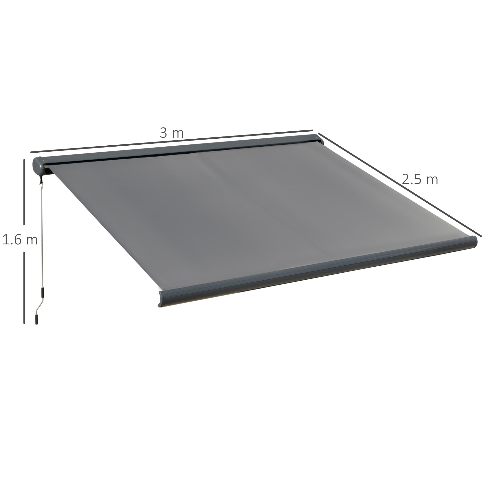 Outsunny 3x2.5m Electric Motorised Awning Door Window w/ Full Cassette Case Remote Patio Canopy Retractable Sun Shade Dark Grey - North Peak Garden Furniture