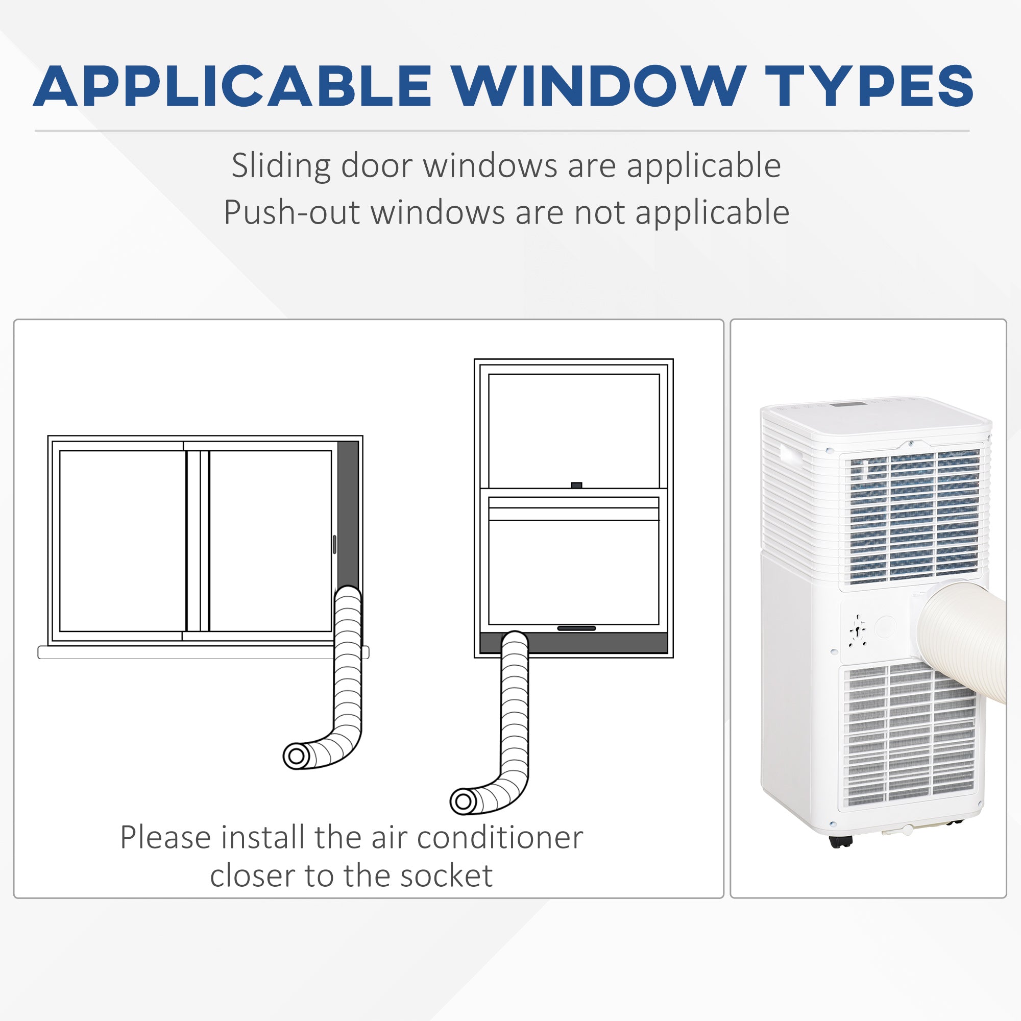 HOMCOM 9000 BTU Portable Air Conditioner for Cooling Dehumidifier Fan, Air Conditioning Unit for Room up to 28m², with Remote, 24H Timer, Window Mount Kit, R290, A Energy Efficiency, 1122W