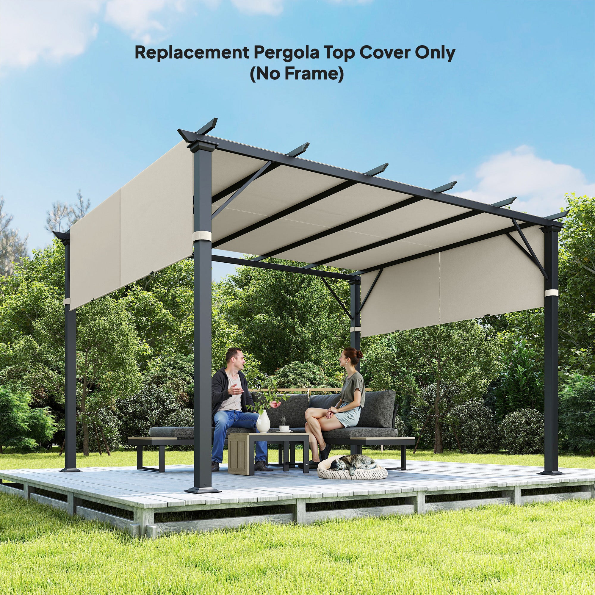 Outsunny 2 Pcs UV Protection Pergola Replacement Canopy, Pergola Shade Cover, Easy to Install, for 3 x 3(m) Pergola, Cream White