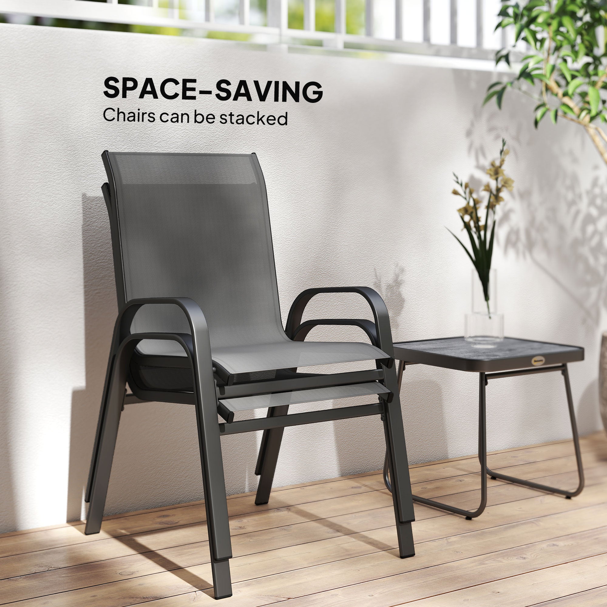 Outsunny Three-Piece Metal Frame Garden Seating Set - Grey - North Peak Garden Furniture