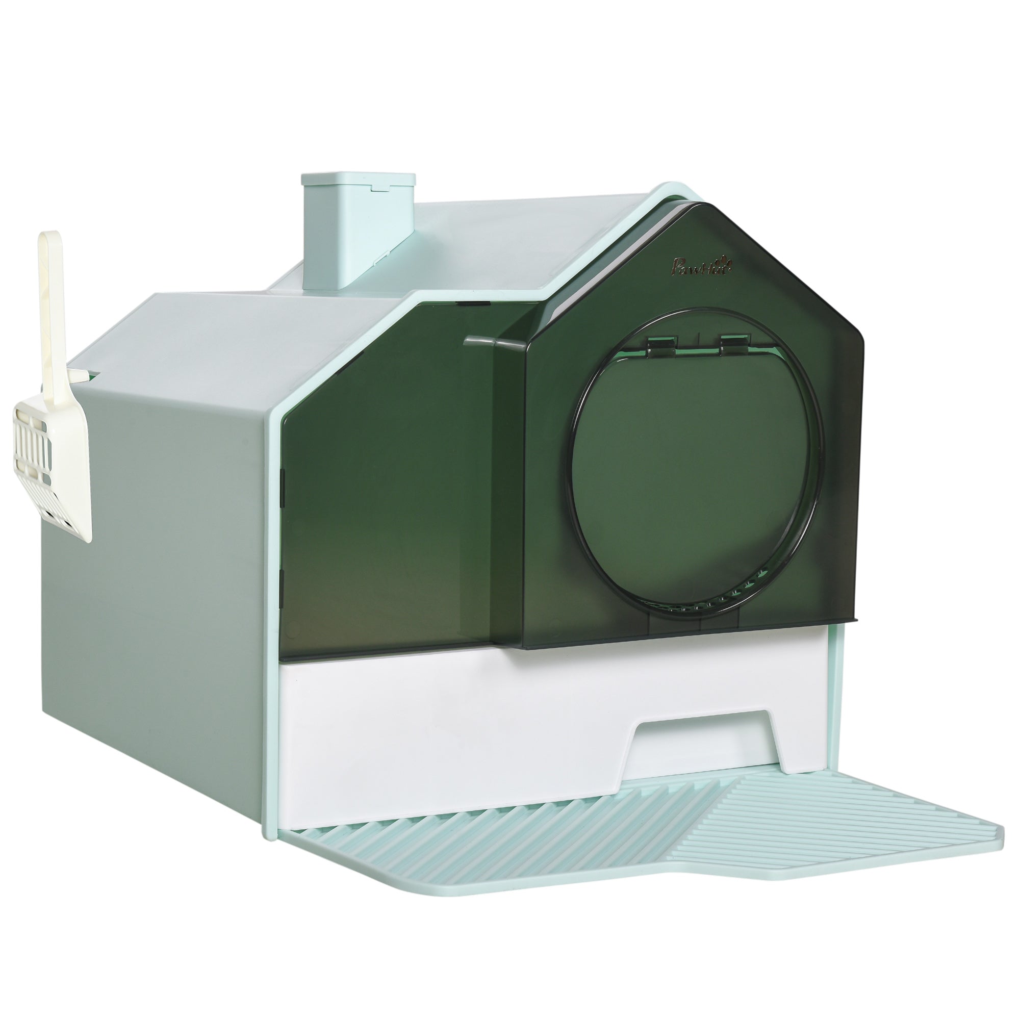 PawHut Hooded Cat Litter Tray w/ Scoop Light Blue - North Peak Garden Furniture