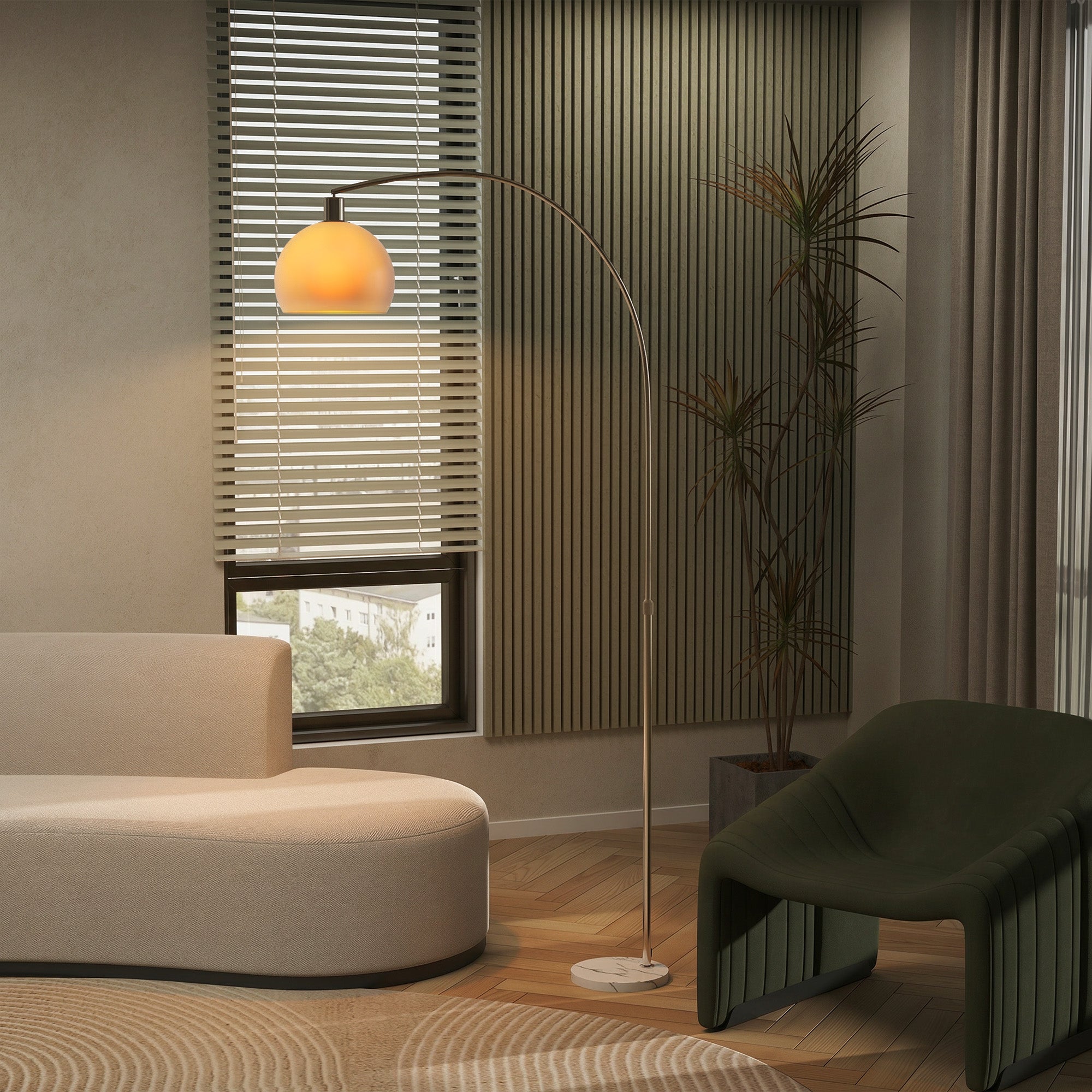 HOMCOM Floor Lamp for Living Room, Modern Standing Lamp with Shade & Foot Switch for Bedroom, Office, White