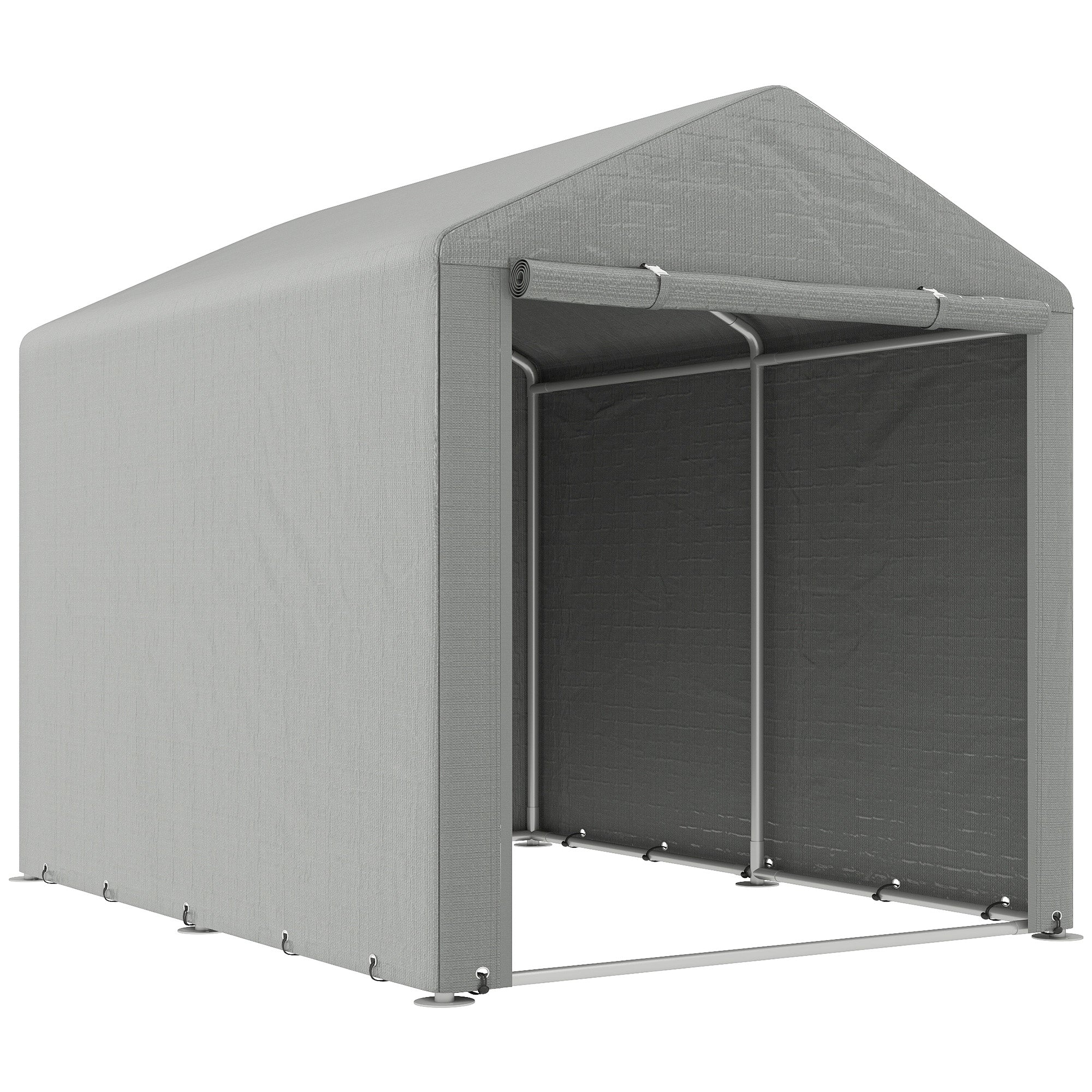 Outsunny 1.6 x 2.2m Garden Storage Shed Tent, with Accessories - Light Grey - North Peak Garden Furniture