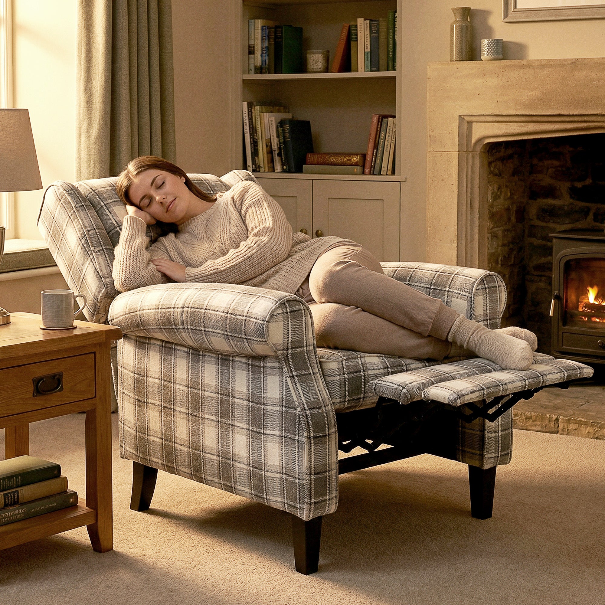 HOMCOM 160° Reclining Armchair, with Footrest - Grey and White
