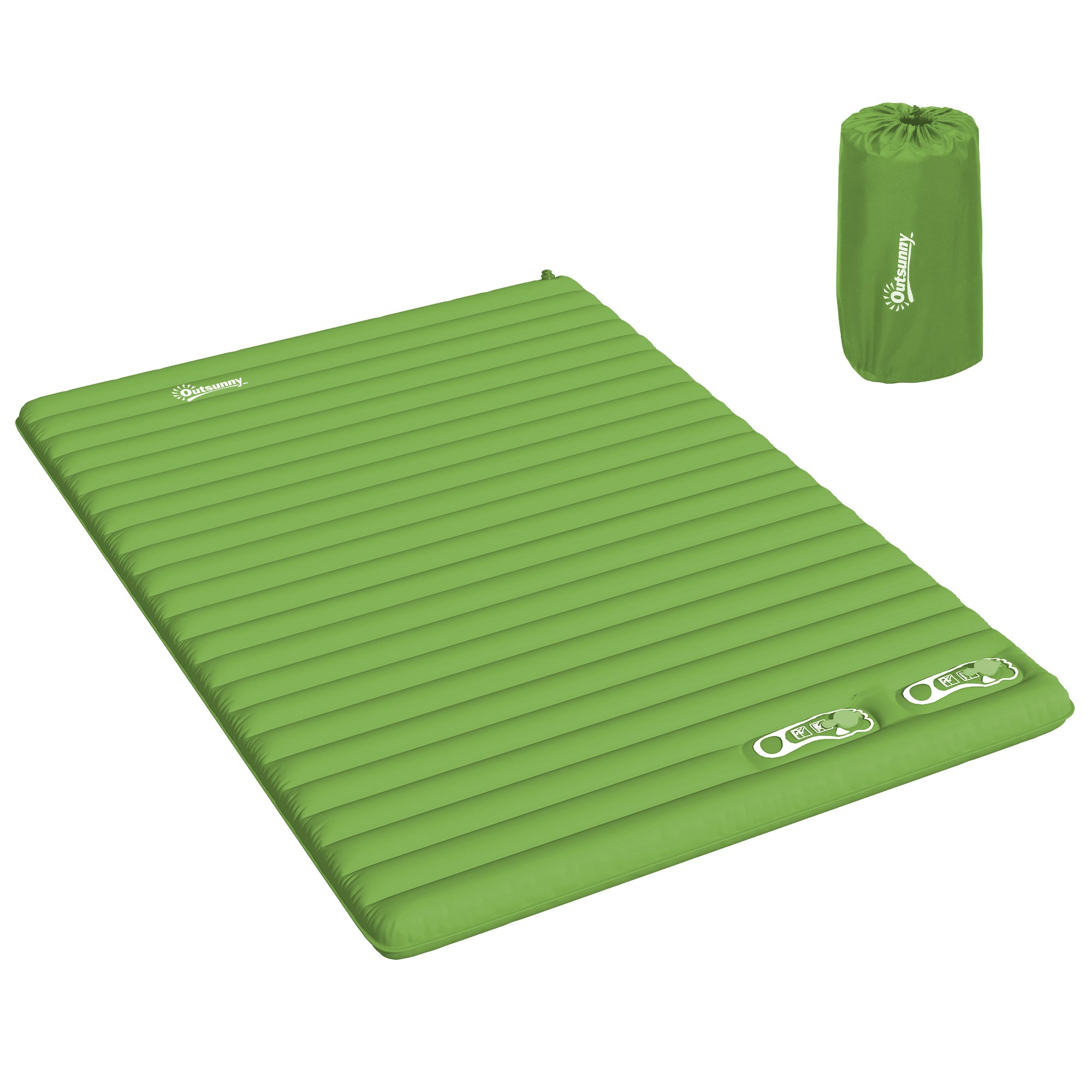 Outsunny 2 Person Camping Inflatable Mattress - Green - North Peak Garden Furniture