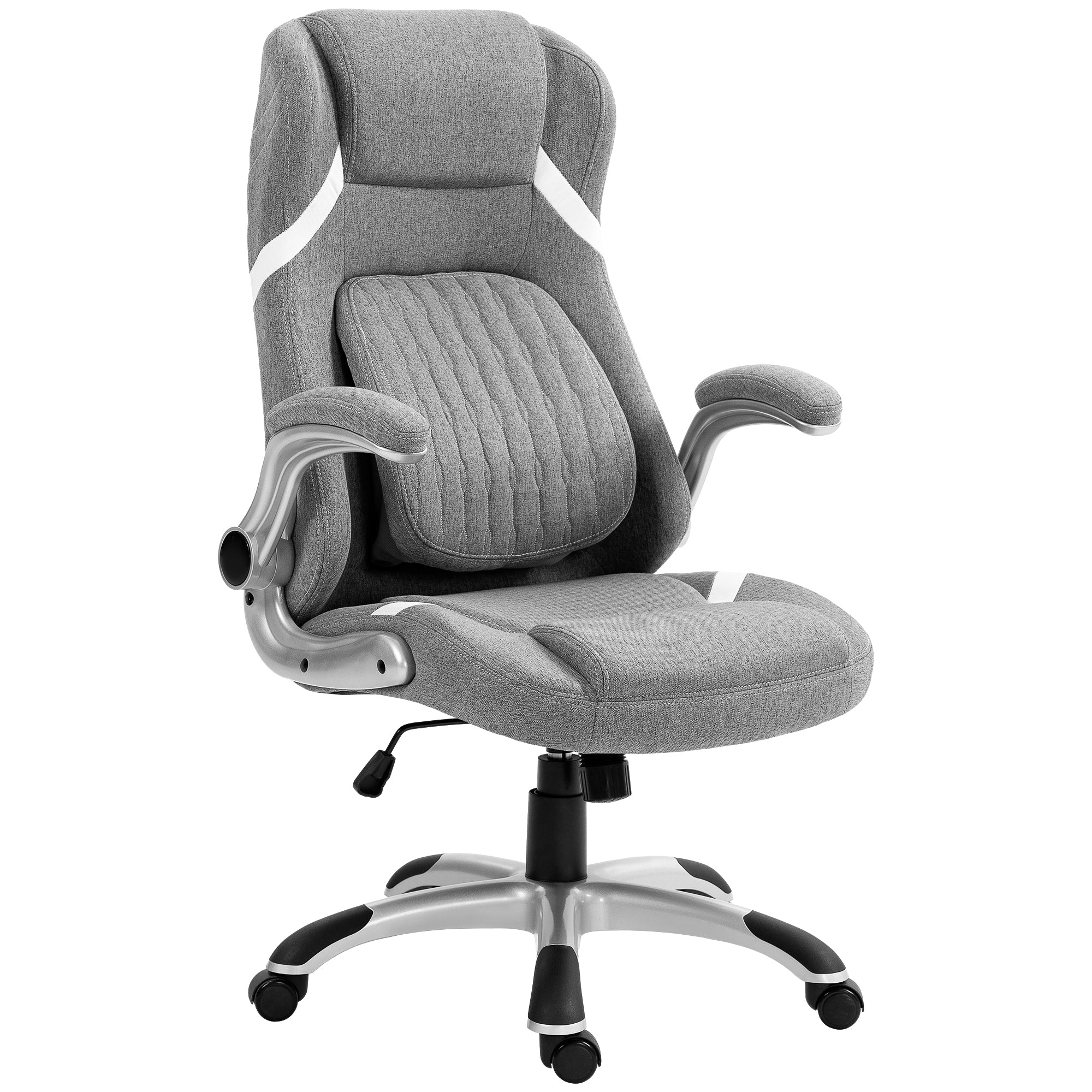 Vinsetto Linen-Look Office Chair, with Adjustable Height and Tension - Grey - North Peak Garden Furniture