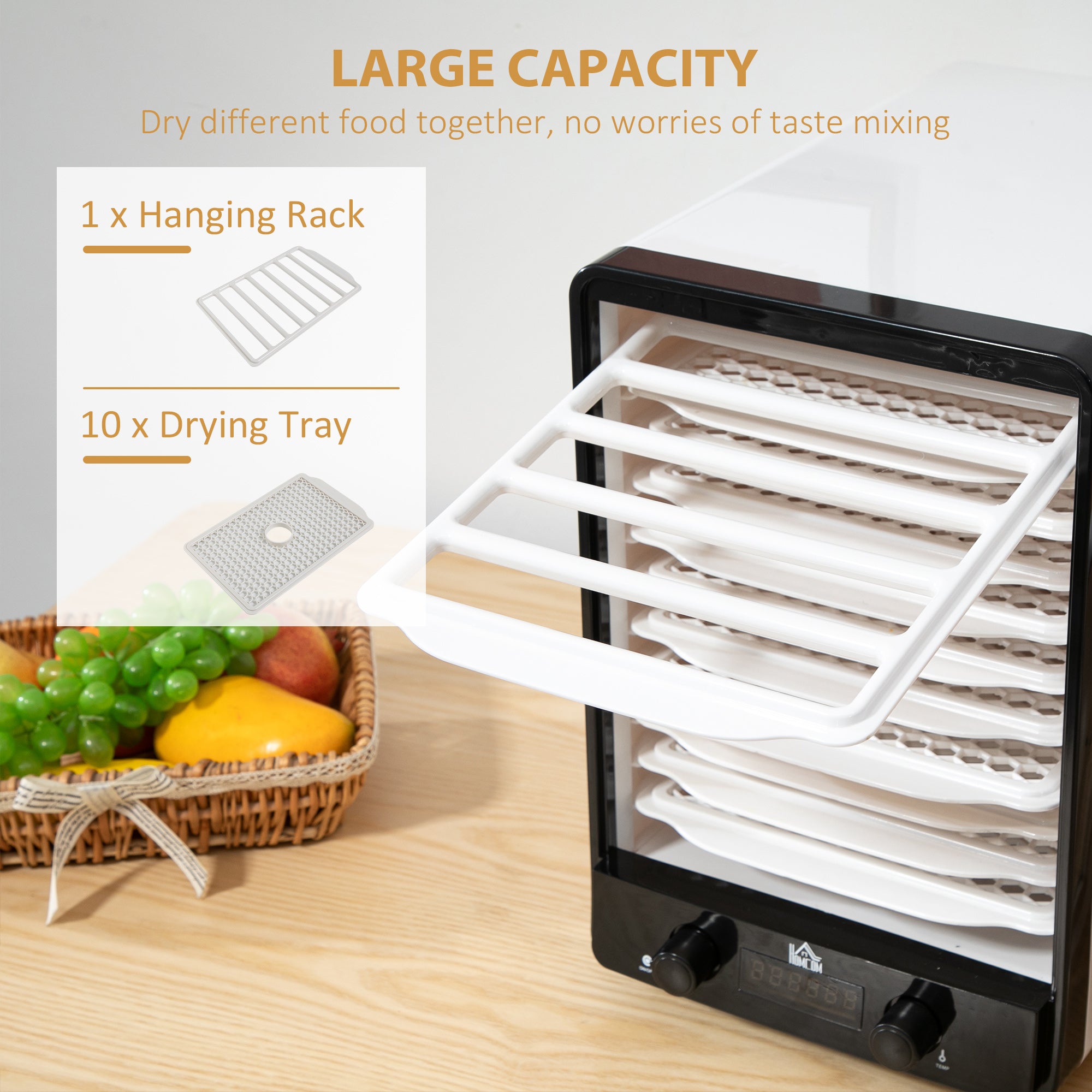 HOMCOM 11-Tray Food Dehydrator, 40-70℃ Temperature and Timer - North Peak Garden Furniture