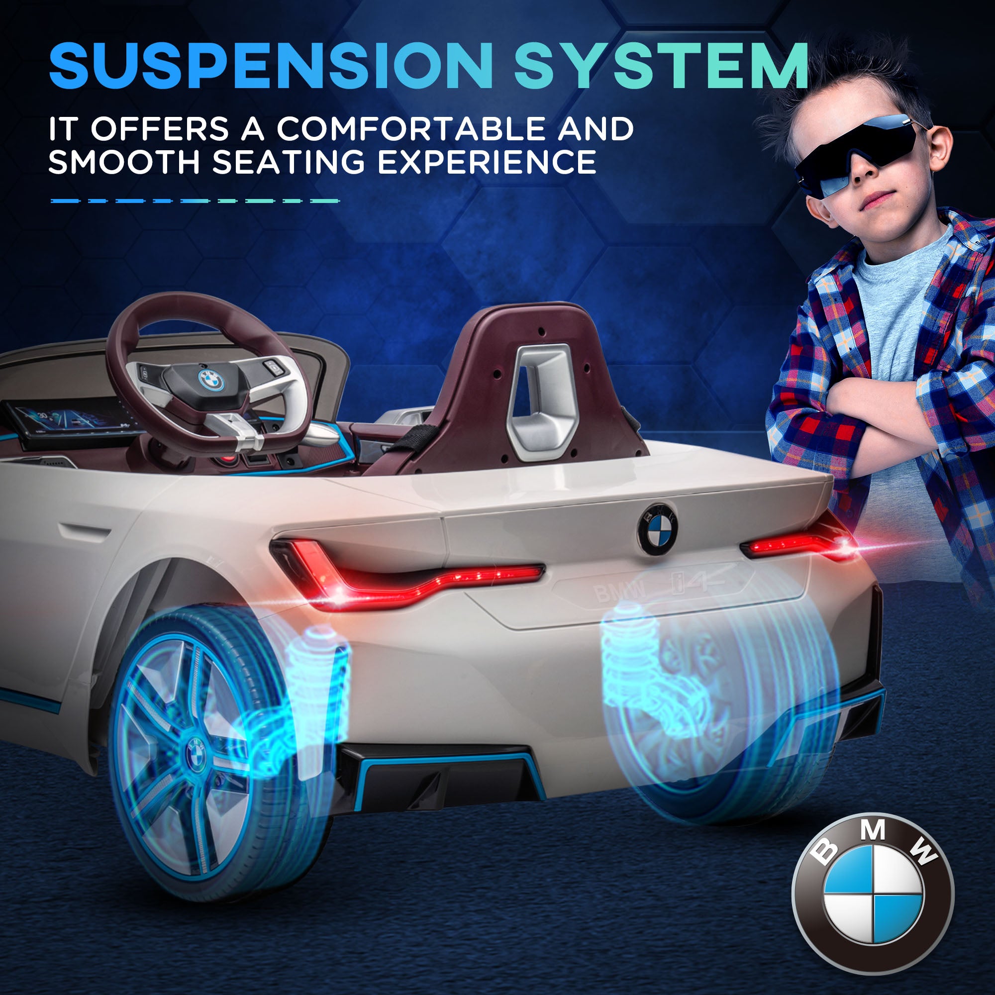 HOMCOM BMW i4 Licensed 12V Kids Electric Ride-On Car - North Peak Garden Furniture