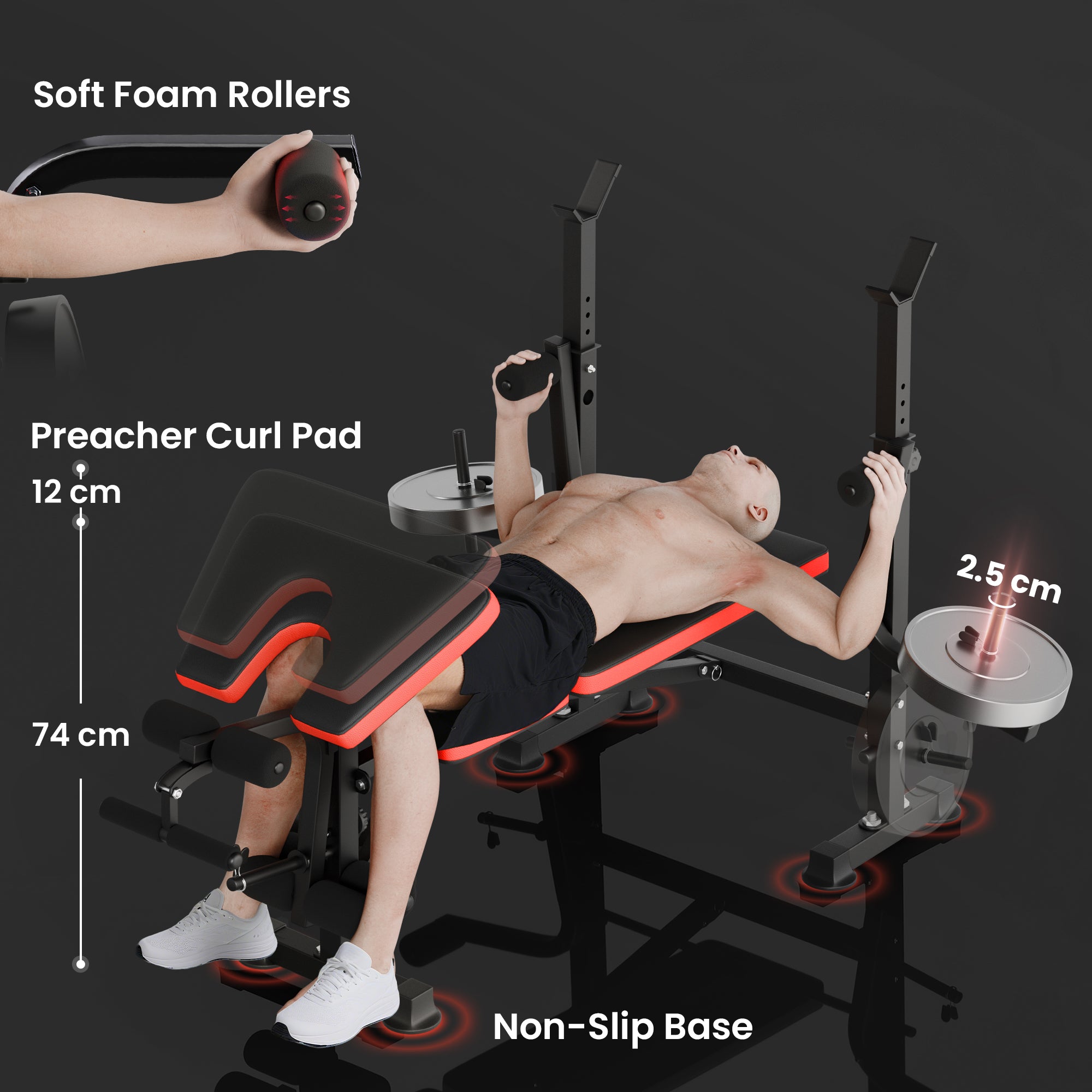 HOMCOM Adjustable Weight Bench with Leg Developer Barbell Rack for Weight Lifting and Strength Training Multifunctional Workout Station for Home Gym Fitness