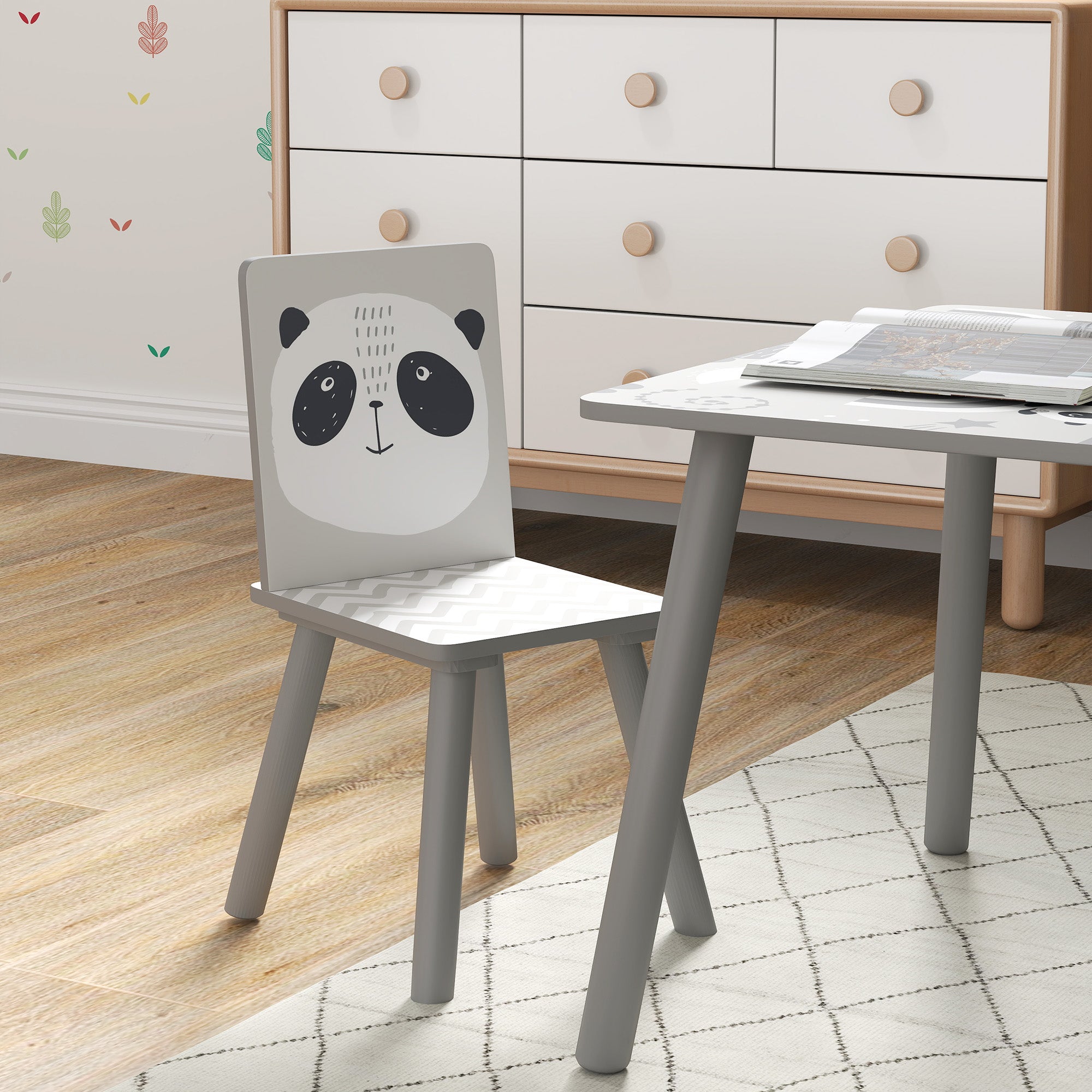 ZONEKIZ Kids Table and Chair Set, Toddler Table with 2 Chairs, Toddler Furniture Set, for Ages 3-8 Years - Grey - North Peak Garden Furniture