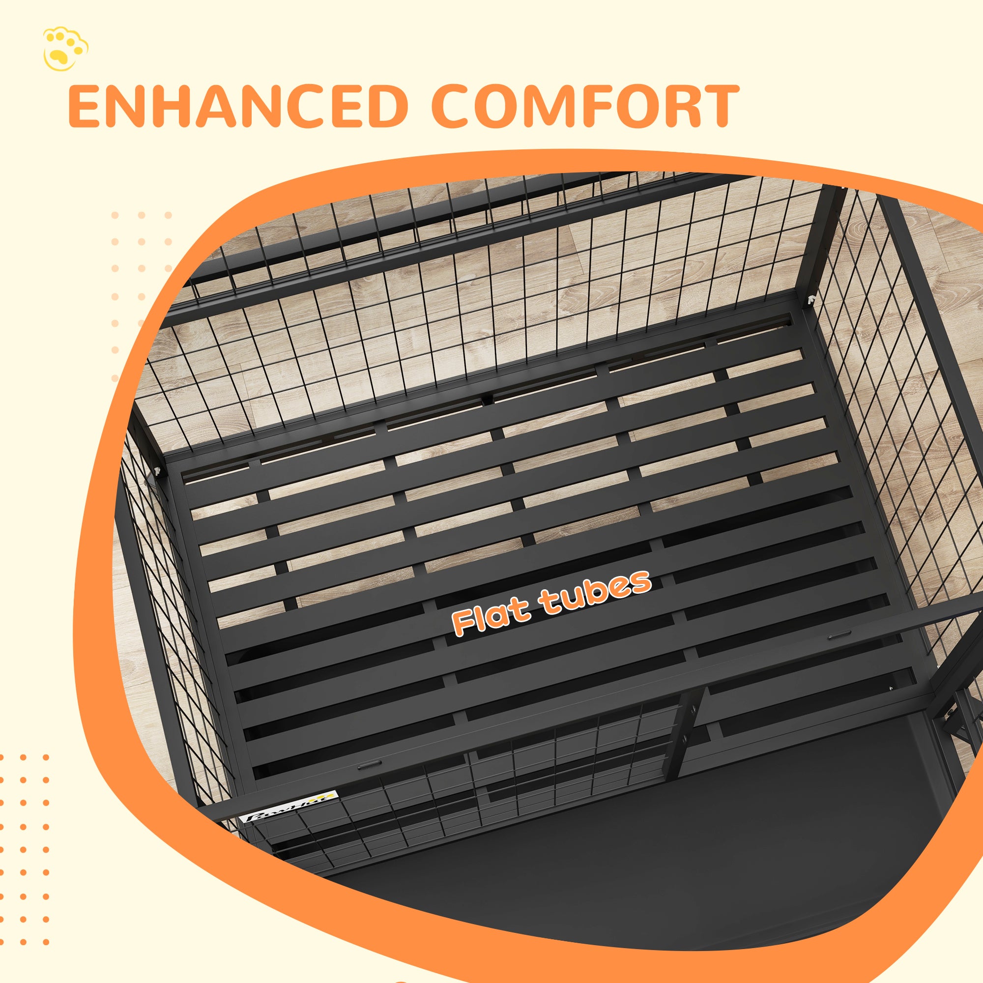 PawHut Heavy Duty Dog Crate on Wheels w/ Bowl Holder, Removable Tray, Openable Top, Detachable Door, for L, XL Dogs - North Peak Garden Furniture