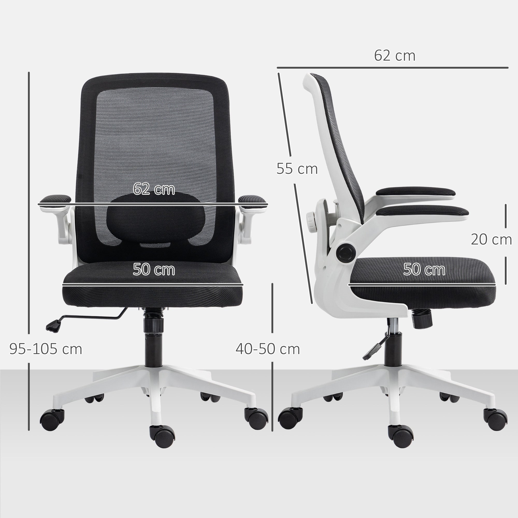 HOMCOM Mesh Back Adjustable Office Chair - Black - North Peak Garden Furniture