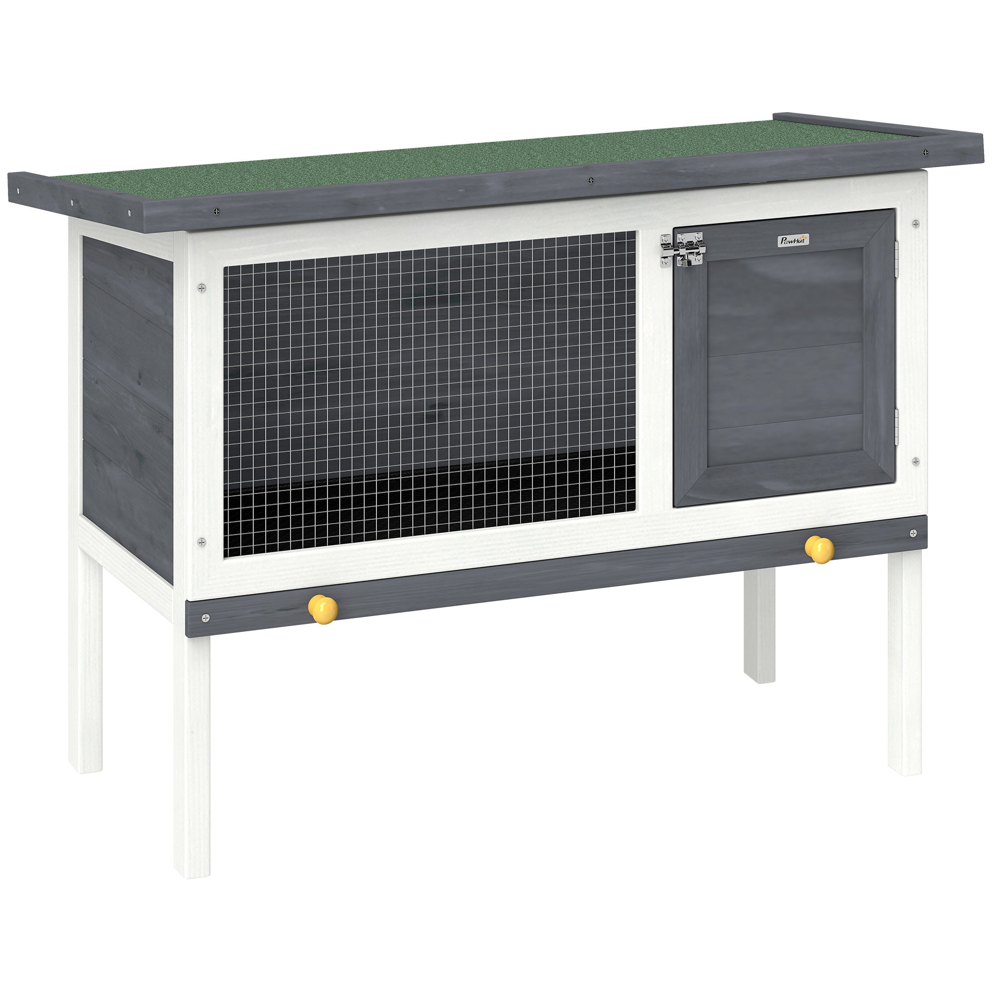 PawHut Wooden Rabbit Hutch, Guinea Pig Hutch with Asphalt Roof, Outdoor Elevated Bunny House for Rabbits, Chinchillas