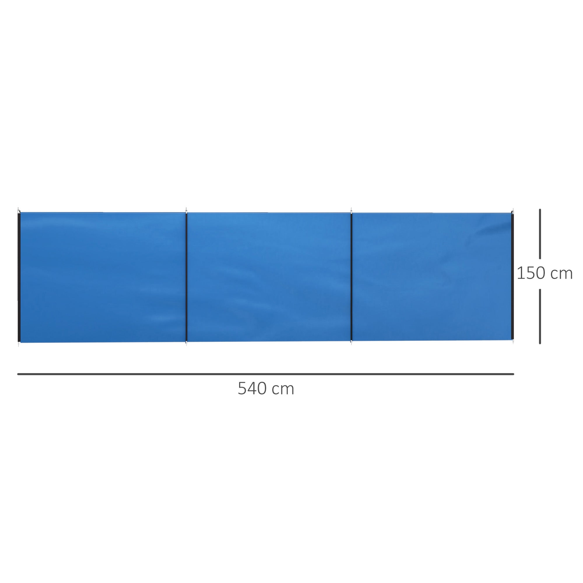 Outsunny 5 Pole Camping Windbreaks, Beach Wind Shield Shelter with Carry Bag and Steel Poles, Outdoor Caravan Privacy Shield, 540cm x 150cm, Blue - North Peak Garden Furniture