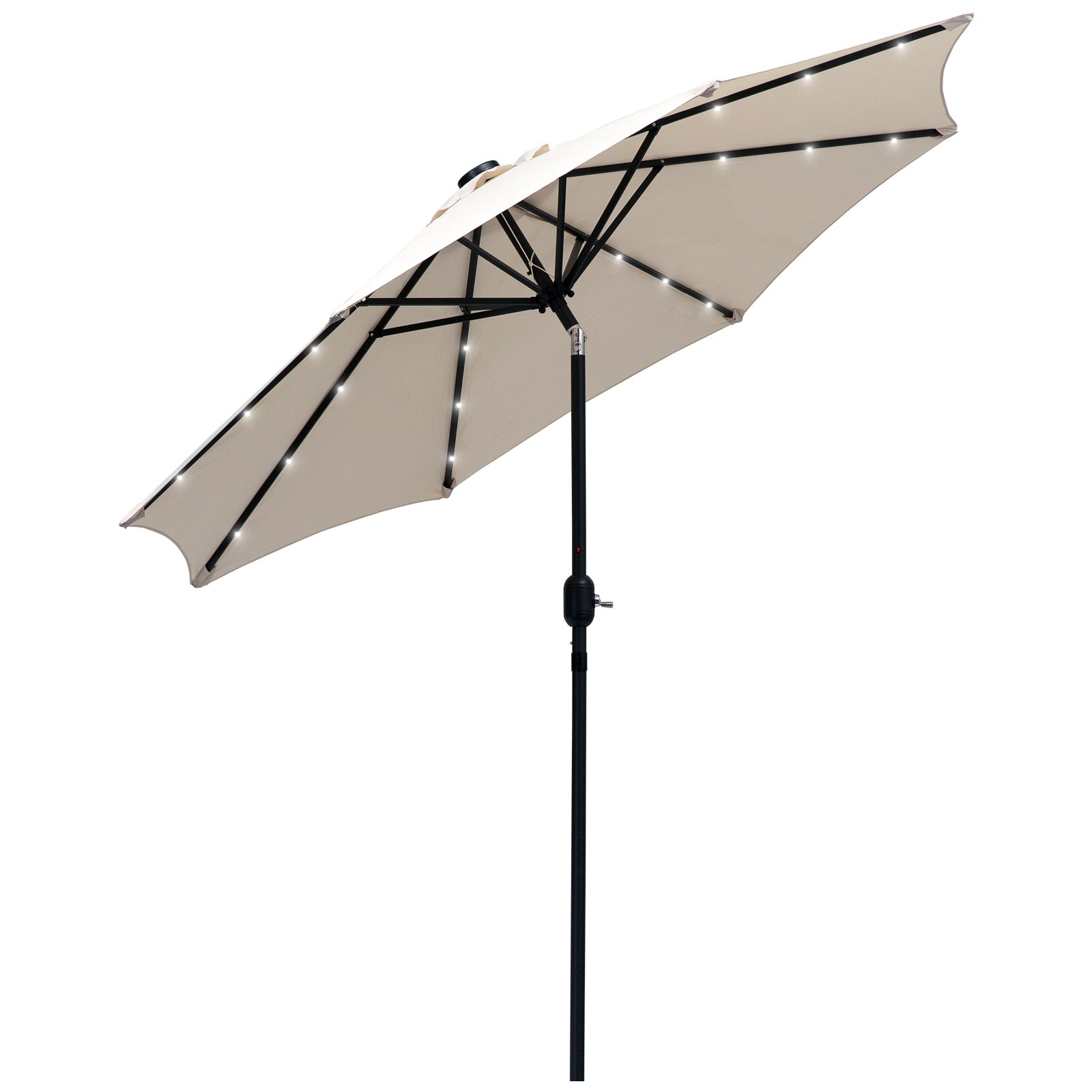 Outsunny 24 LED Solar Powered Parasol Umbrella-Creamy White