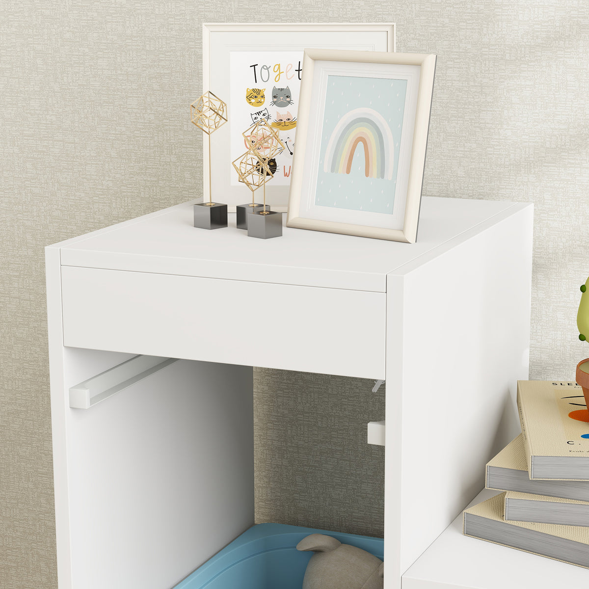 AIYAPLAY Toy Storage Organiser, Three-Layer Kids Toy Storage Units, with Removable Bins, for Ages 3-8 Years, Multi-colour