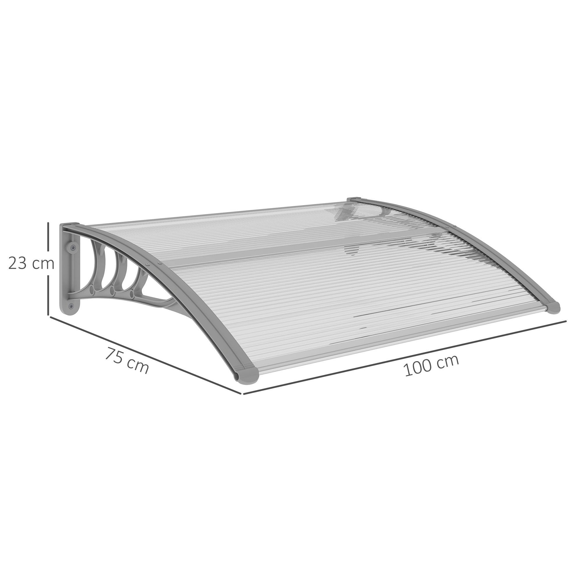 Outsunny Door Canopy Awning Outdoor Window Rain Shelter Cover for Front/Back Door Porch Clear 100 x 75cm - North Peak Garden Furniture