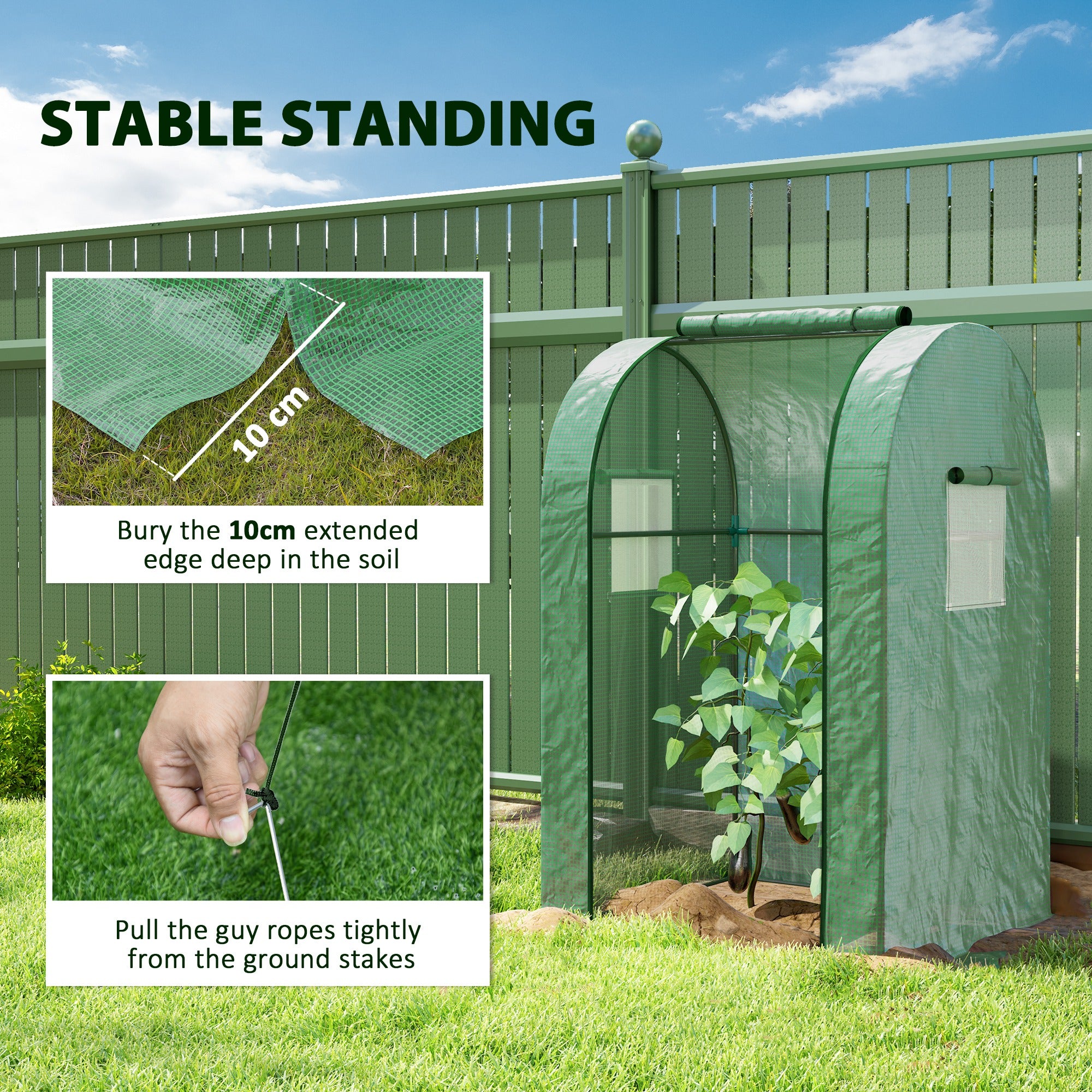 Outsunny 94 x 94cm Mini Portable Greenhouse - Green