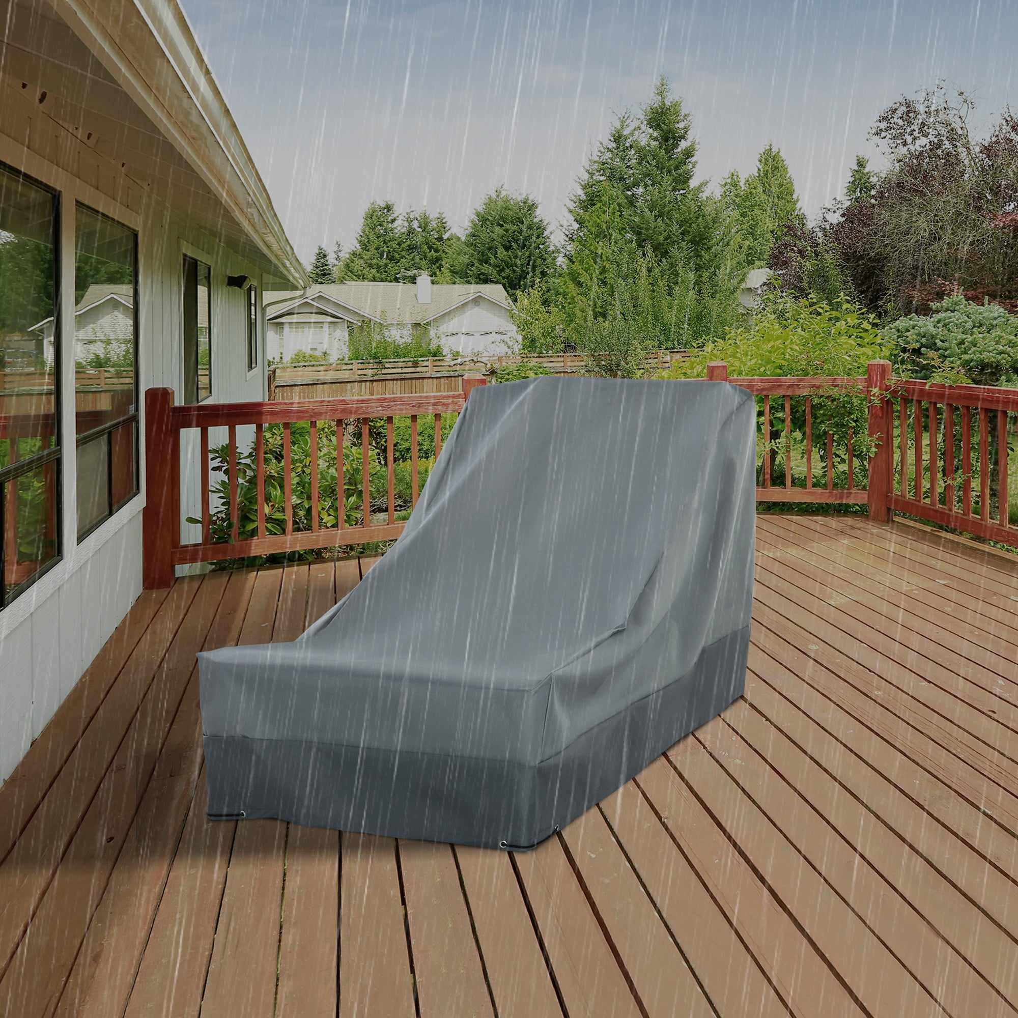Outsunny Rectangular Patio Furniture Cover for Chairs Water UV Resistant Protection 600D Oxford Fabric Rattan Lounge Clean Cover, 200 x 86 x 82cm - North Peak Garden Furniture