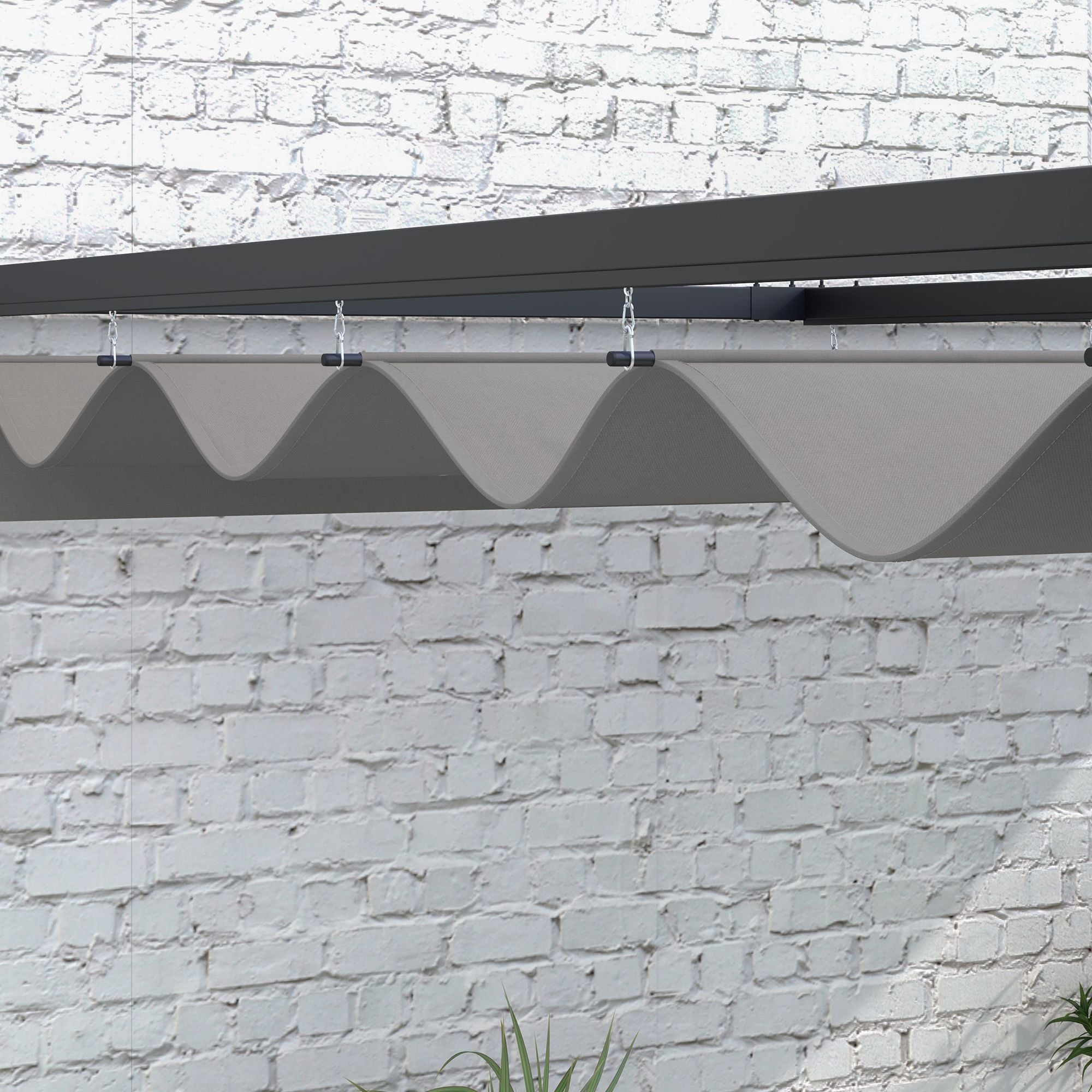 Outsunny 2 x 3(m) Lean To Pergola, Metal Pergola with Retractable Roof for Grill, Garden, Patio, Deck - North Peak Garden Furniture