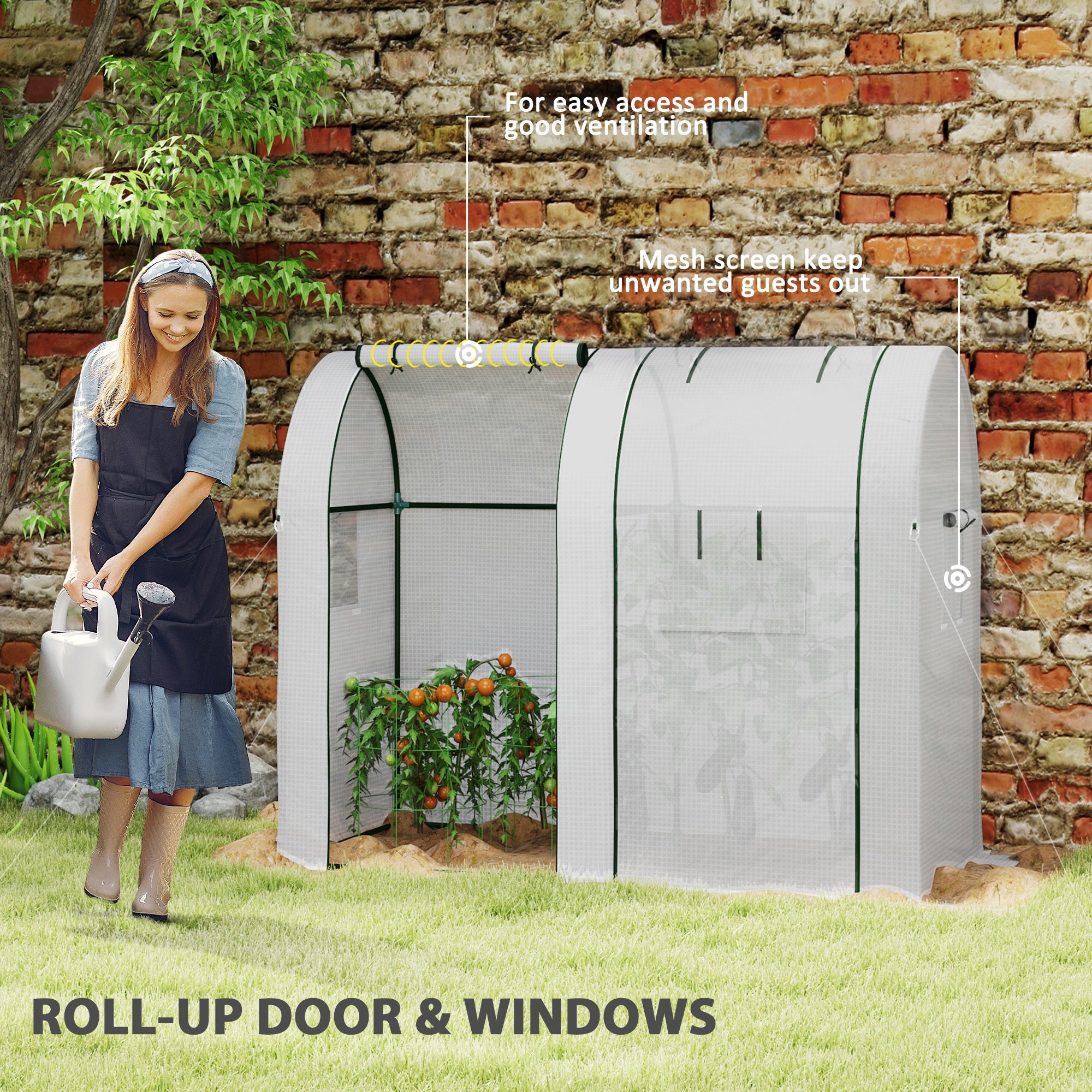 Outsunny 94 x 185cm Mini Two-Room Greenhouse - White - North Peak Garden Furniture