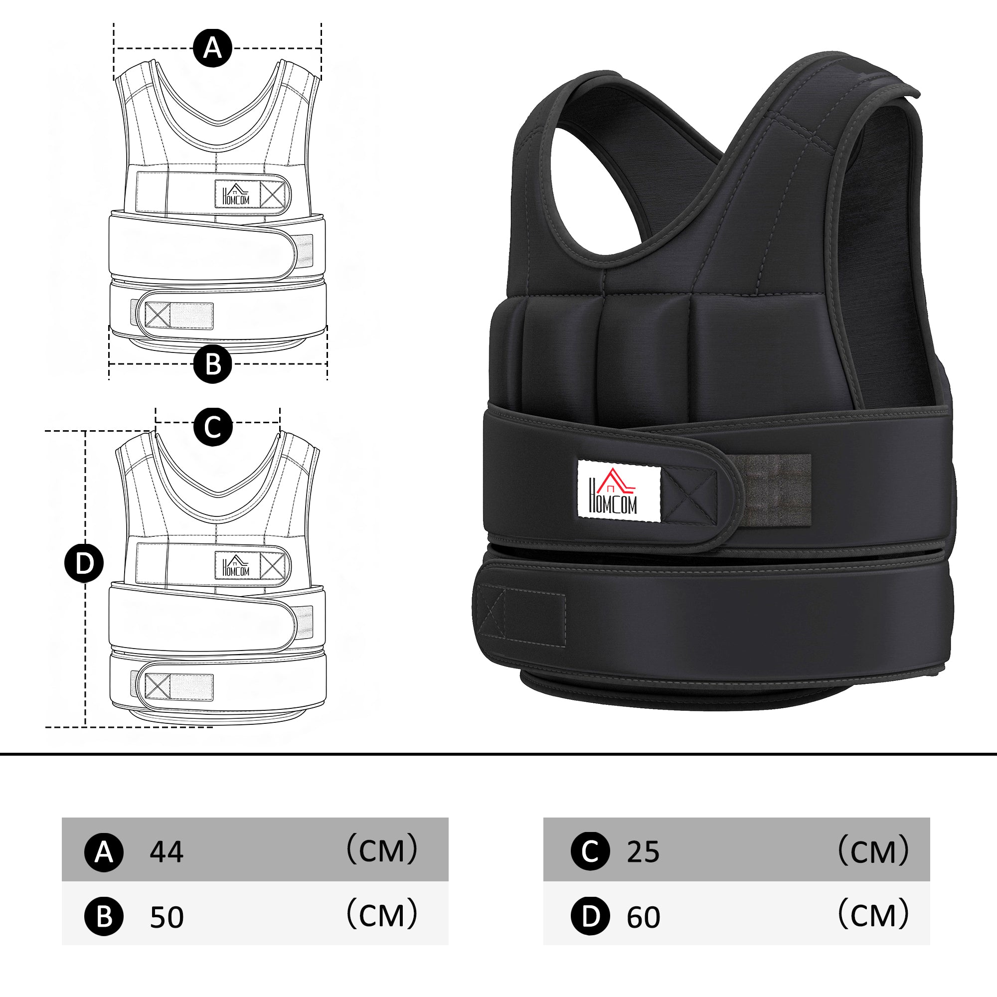 HOMCOM 20kg Weighted Vest, Adjustable Running Weight Vest with 38 Weight Bags for Men or Women Cardio Exercise, Black