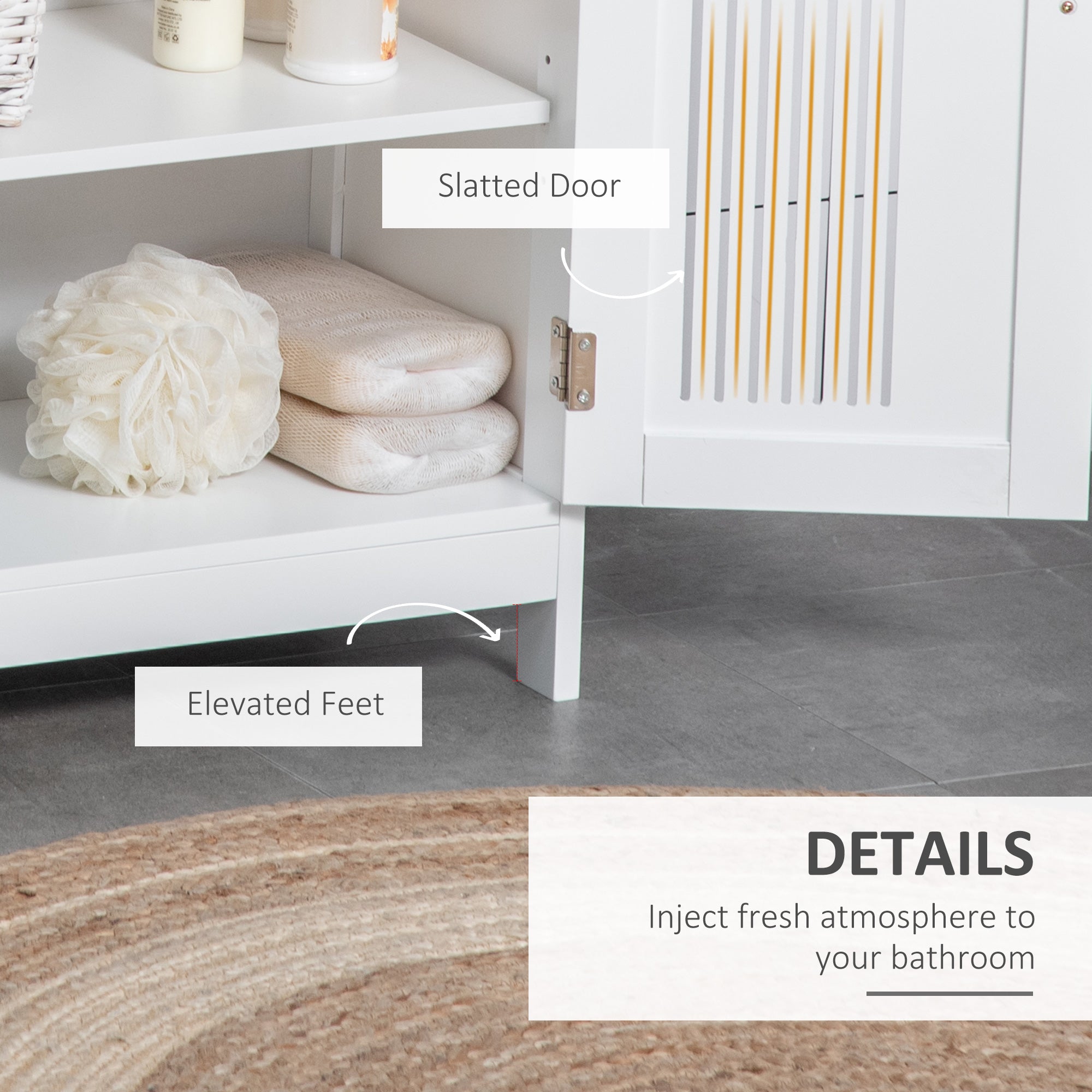 kleankin Modern Bathroom Floor Cabinet - White - North Peak Garden Furniture