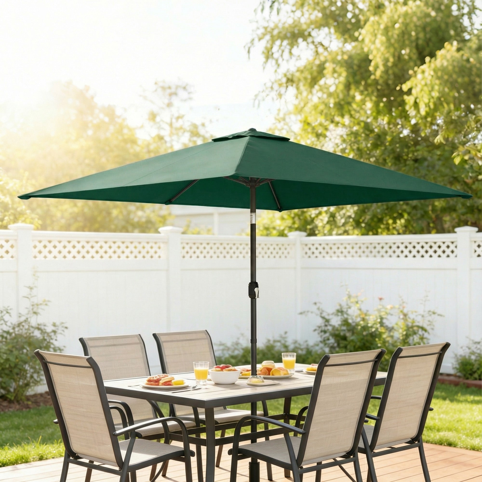 Outsunny Garden Parasol, Parasol Umbrella with Crank Handle, Tilt Function, Polyester Canopy, Green